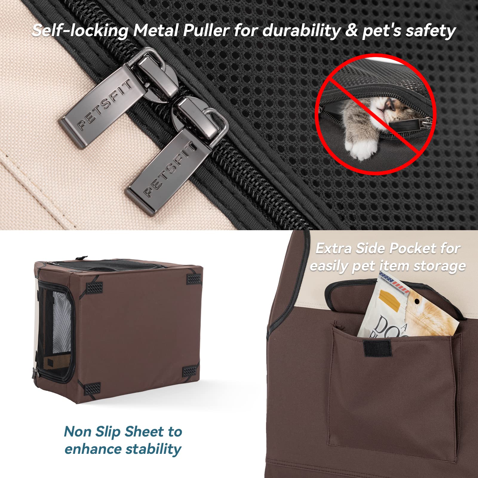 Petsfit Soft Dog Crate With Tilt Angle 30 Inch, Fit For Car Seats And Trunks, Multiple Carrying Options, Chew Proof Ideal For Dog Travel