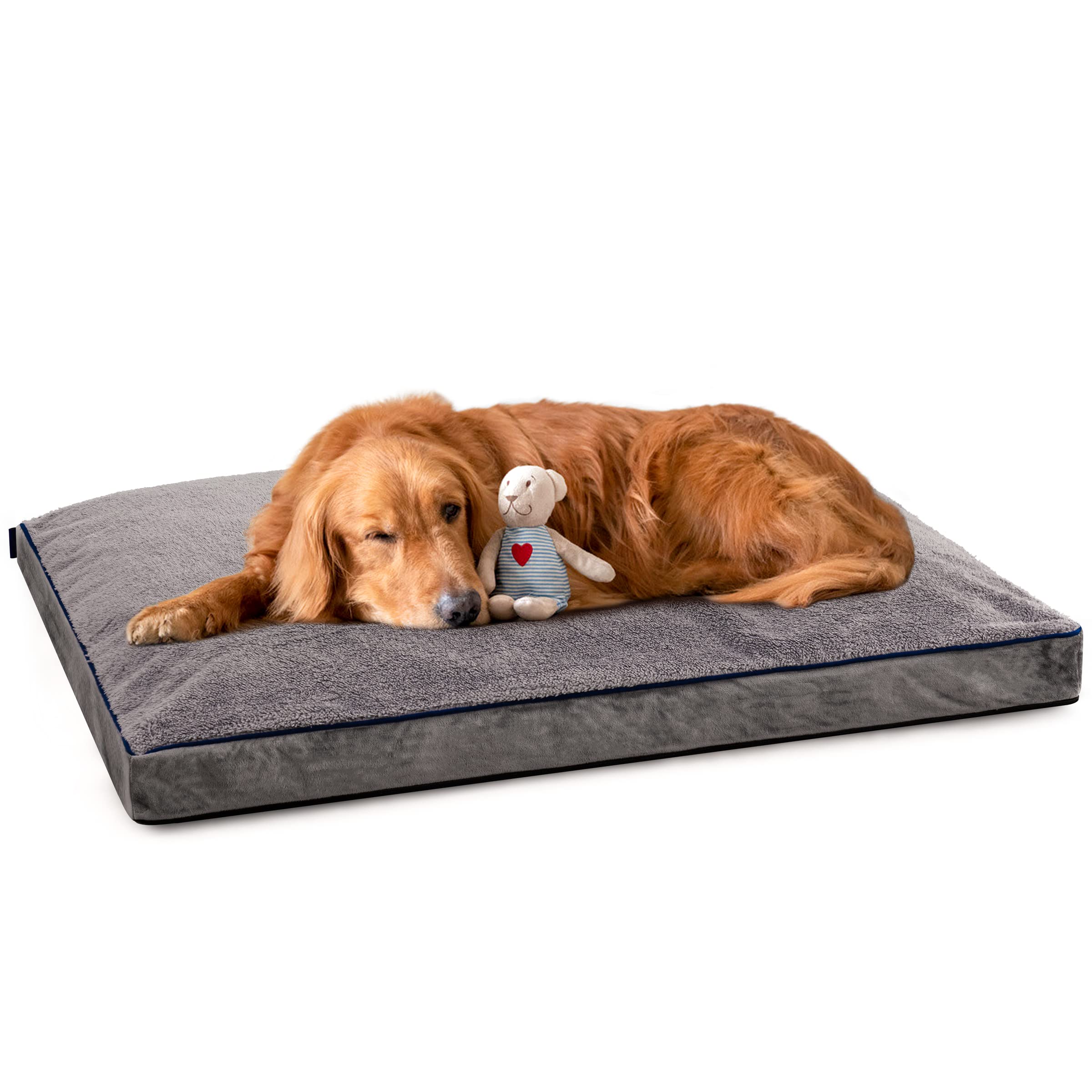 Subrtex Xl Dog Bed, Pet Bed With Removable Washable Cover, Waterproof Fleece Fabric Dog Crate Bed Anti Slip Bottom (44 Inch,Grey