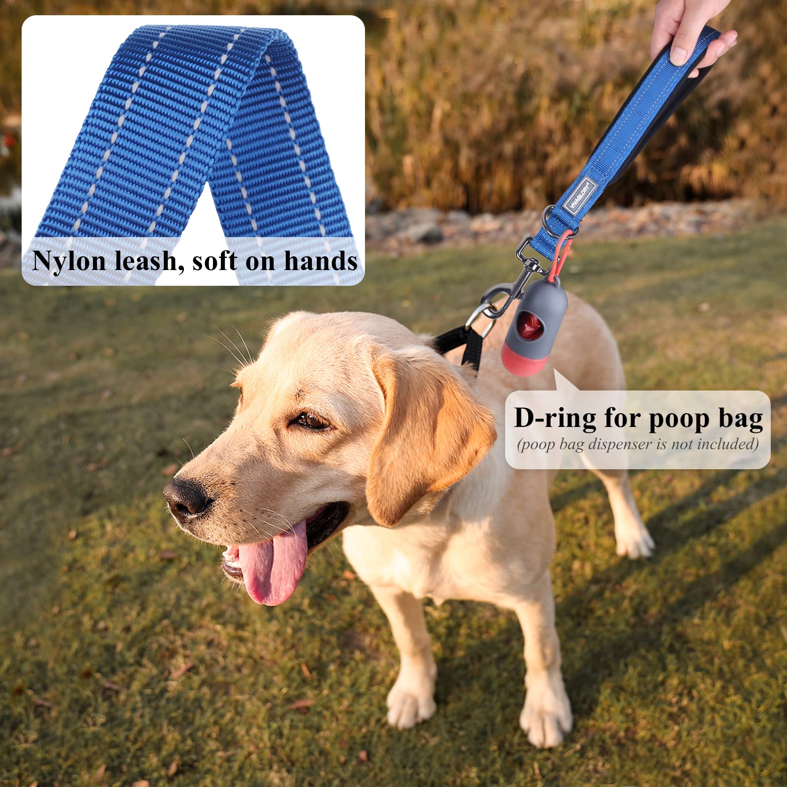 Vivaglory Short Dog Leash For Medium & Large Dogs, 12Inch, Blue