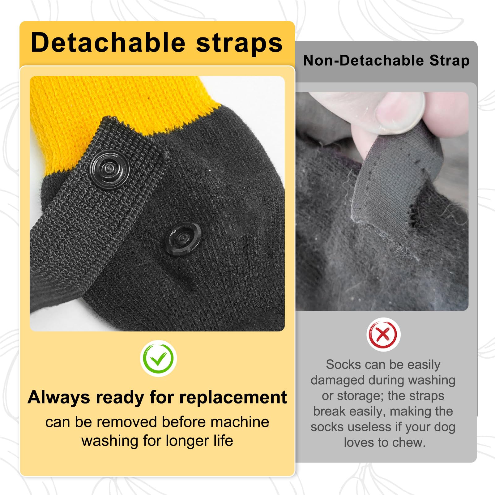BEAUTYZOO Non-Slip Dog Socks, M Size, Bananas Yellow, Paw Protector for Hot Pavement, Traction on Wood Floors, Pack of 4