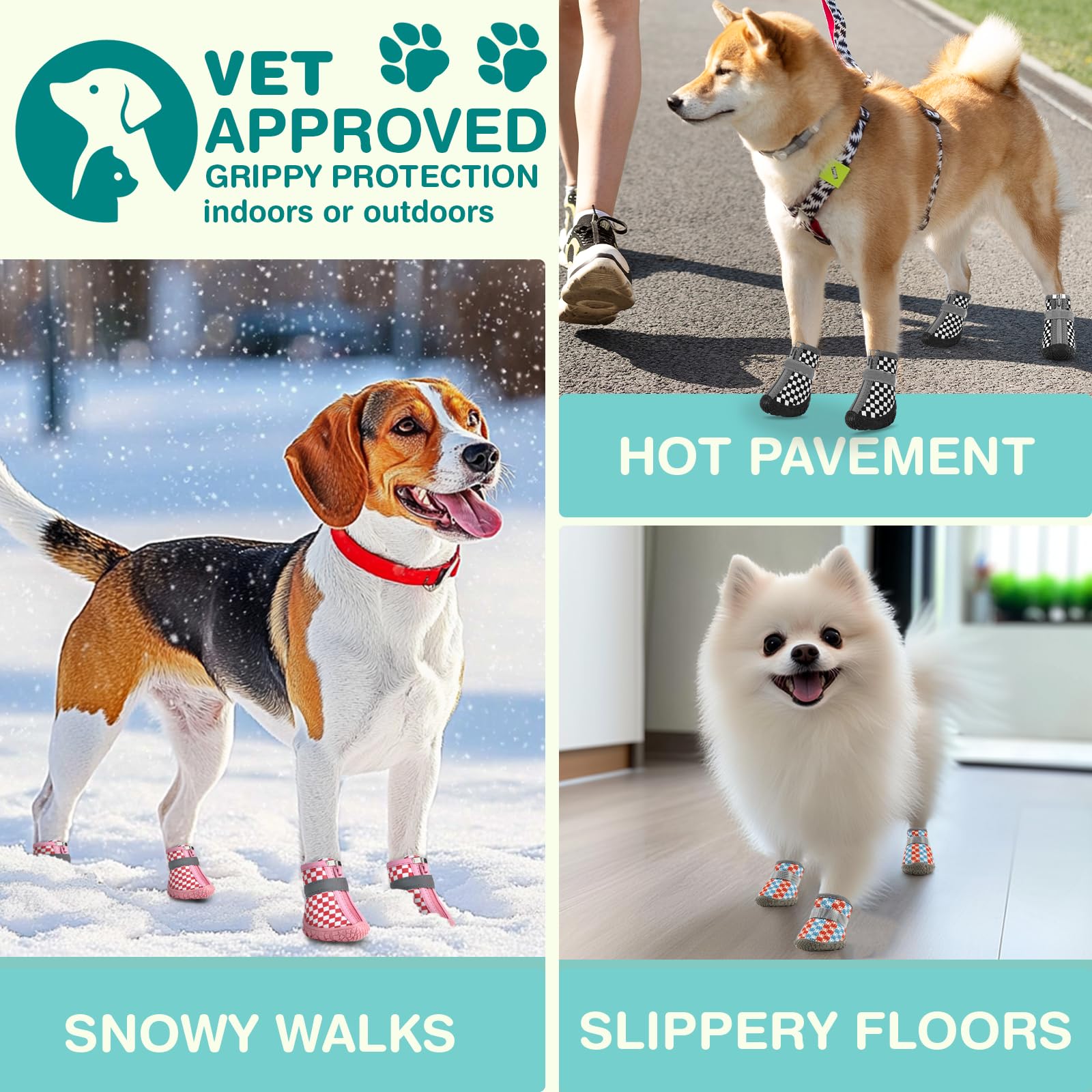 Petanims Small Dog Shoes, Breathable Puppy Boots & Paw Protectors for Winter Snow, Summer Hot Pavement, Dog Booties with Anti-Sl