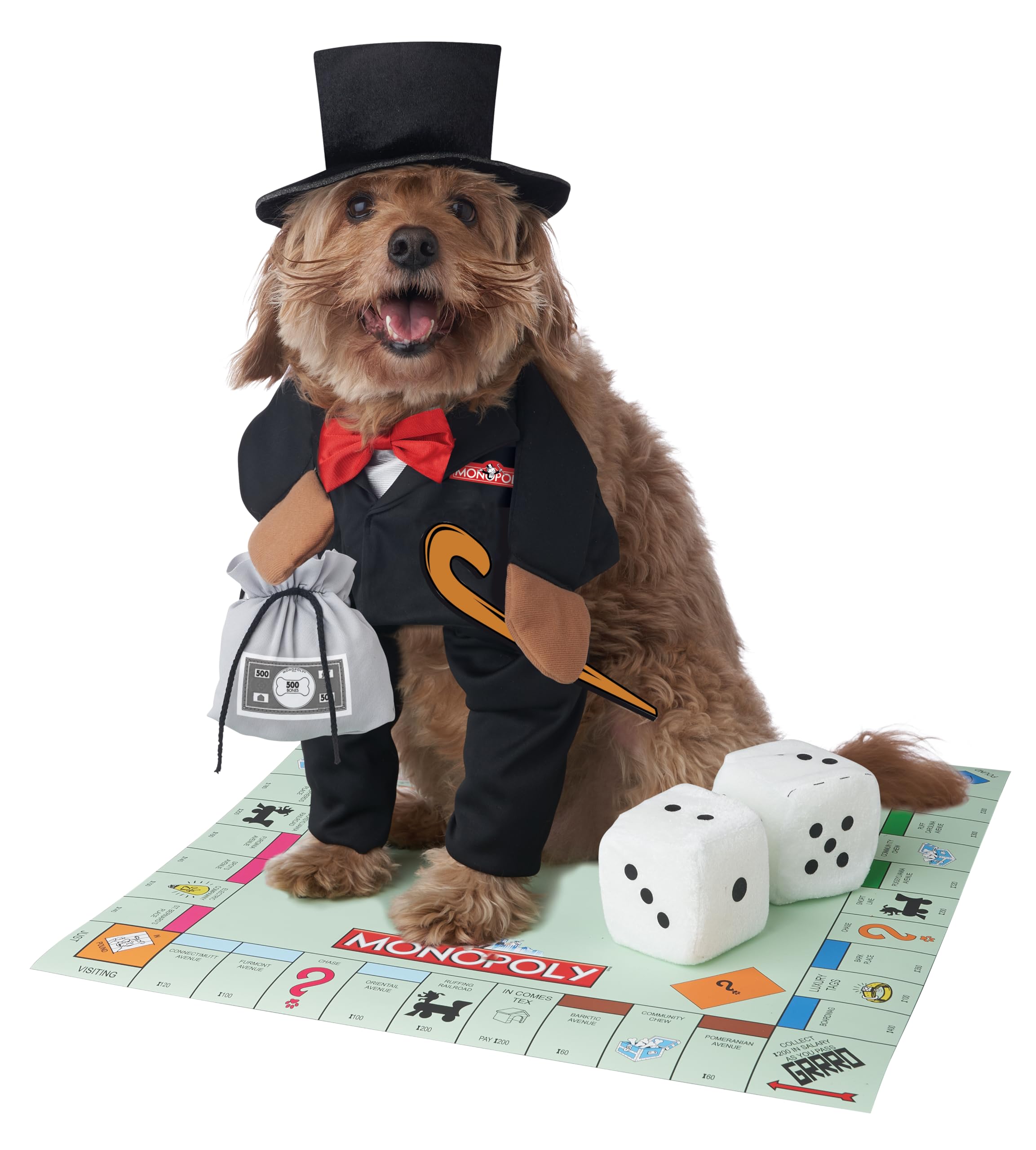 California Costumes Mr. Monopoly Dog Costume - Black, L Size, Polyester Material, Fun Board Game Pet Outfit