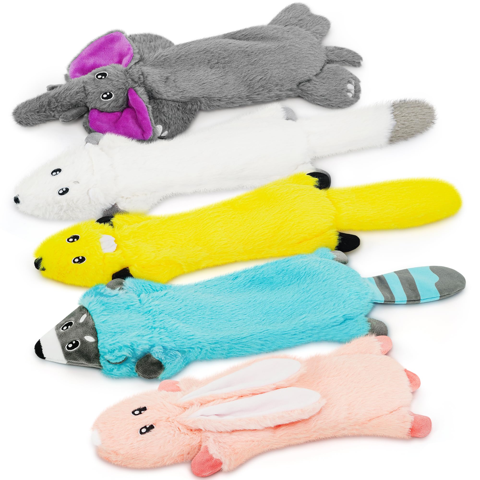 No Stuffing Dog Squeak Toys, Flat Soft Plush Dogs Chew Toy For Small Medium Large Breed Chewer Durable Cute Fun Squeaky Interact