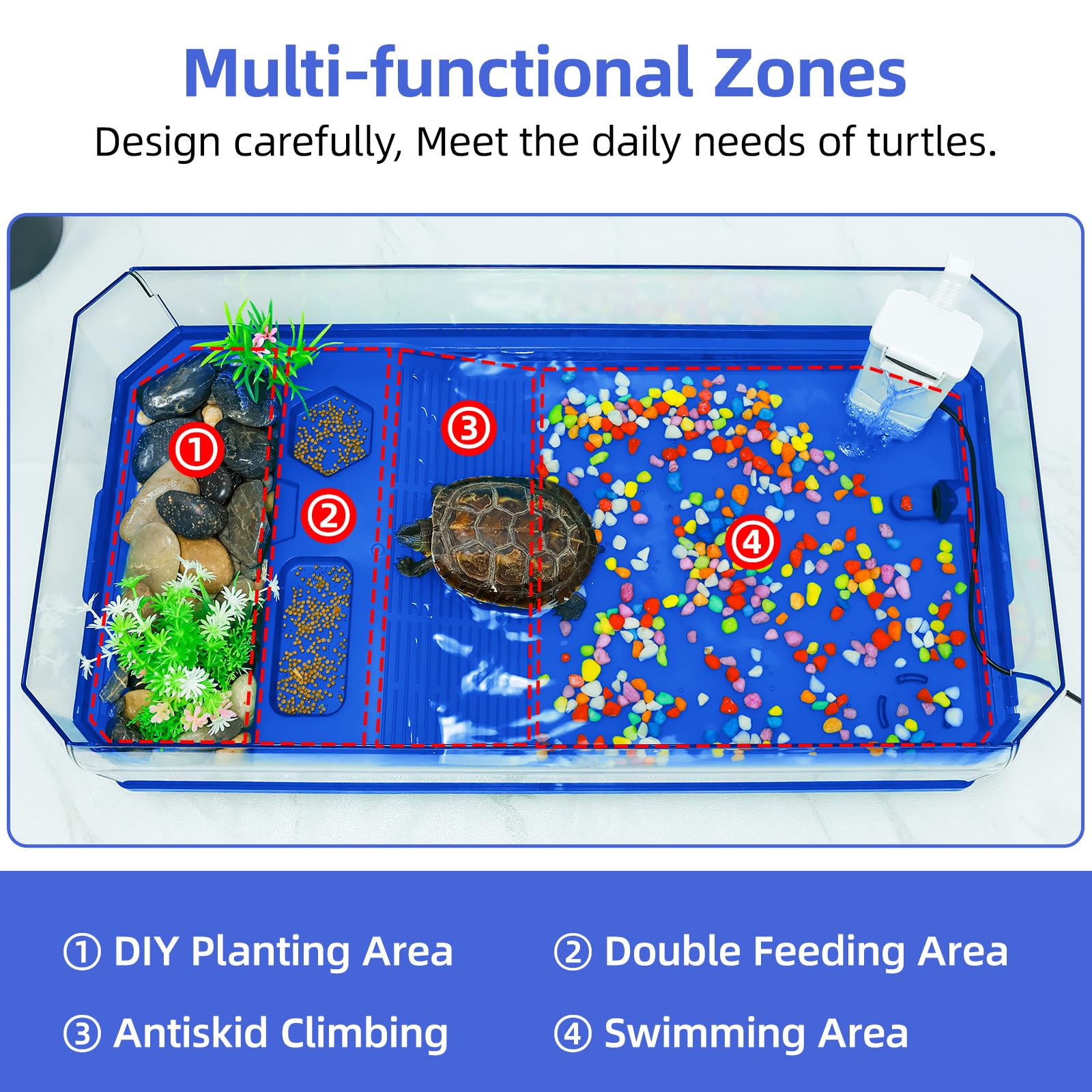 Wedoelsim Turtle Cage Tortoise Terrarium With Pump&Filter With Shower Function Easy To Change Water And Clean Water For Turtle H