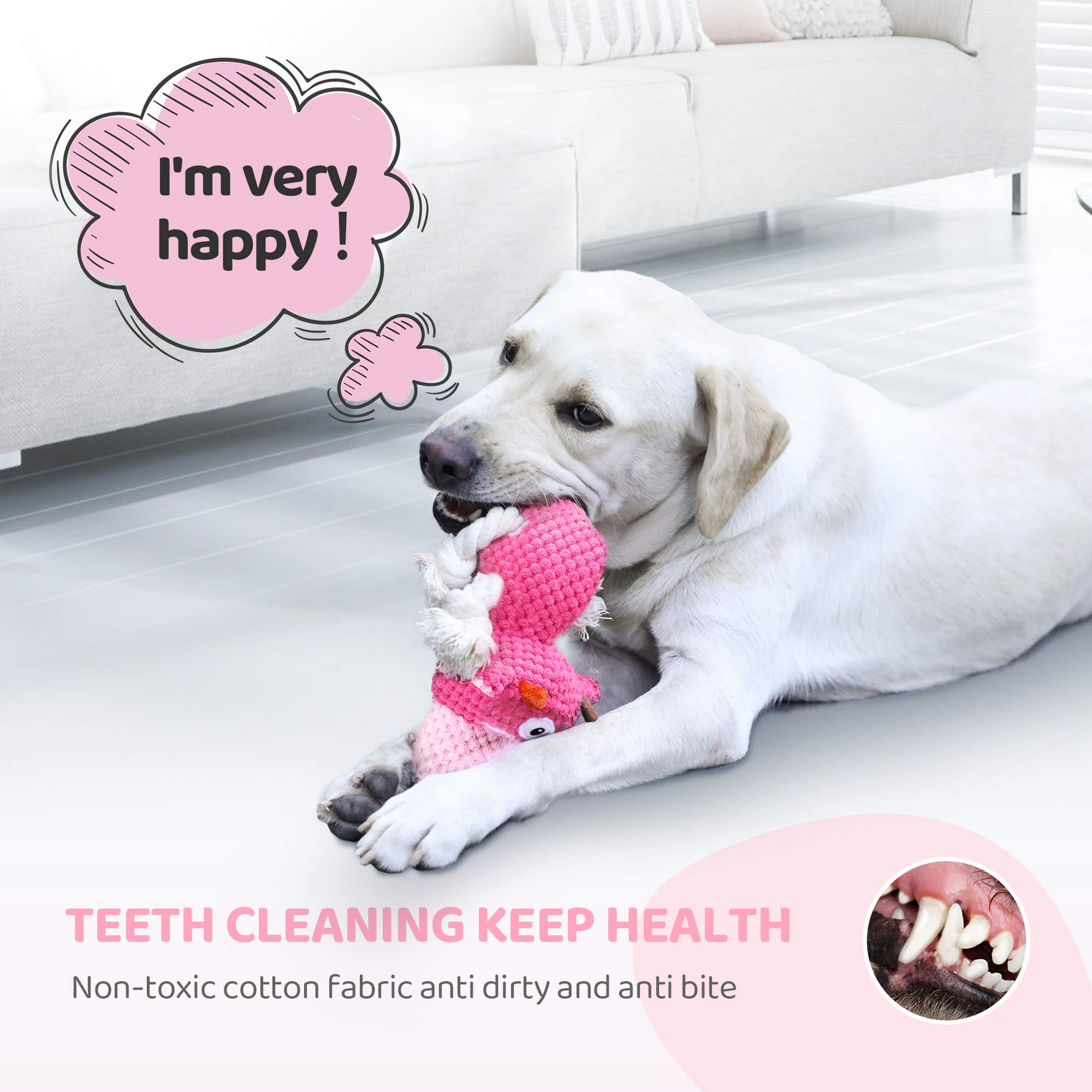 Iokheira Indestructible Dog Squeaky Toys For Large Aggressive Chewers, Stuffed Animals With Cotton Material And Crinkle Paper, D