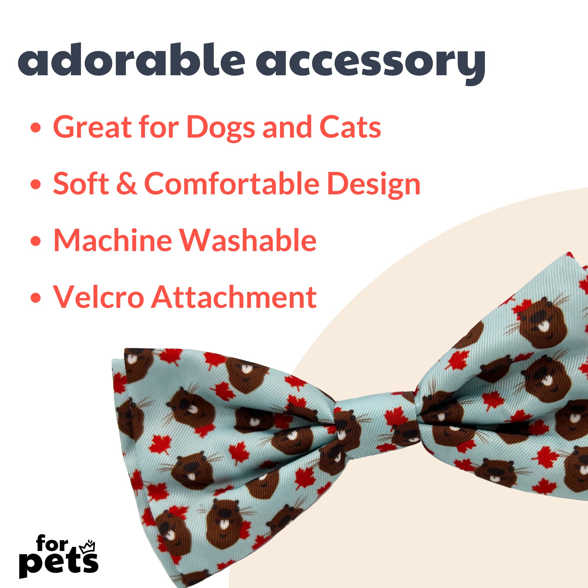 Huxley & Kent Bow Tie For Pets | Tossed Beaver With Leaf (Extra-Large) | Bow Tie Collar Attachment | Fun Bow Ties For Dogs & Cat
