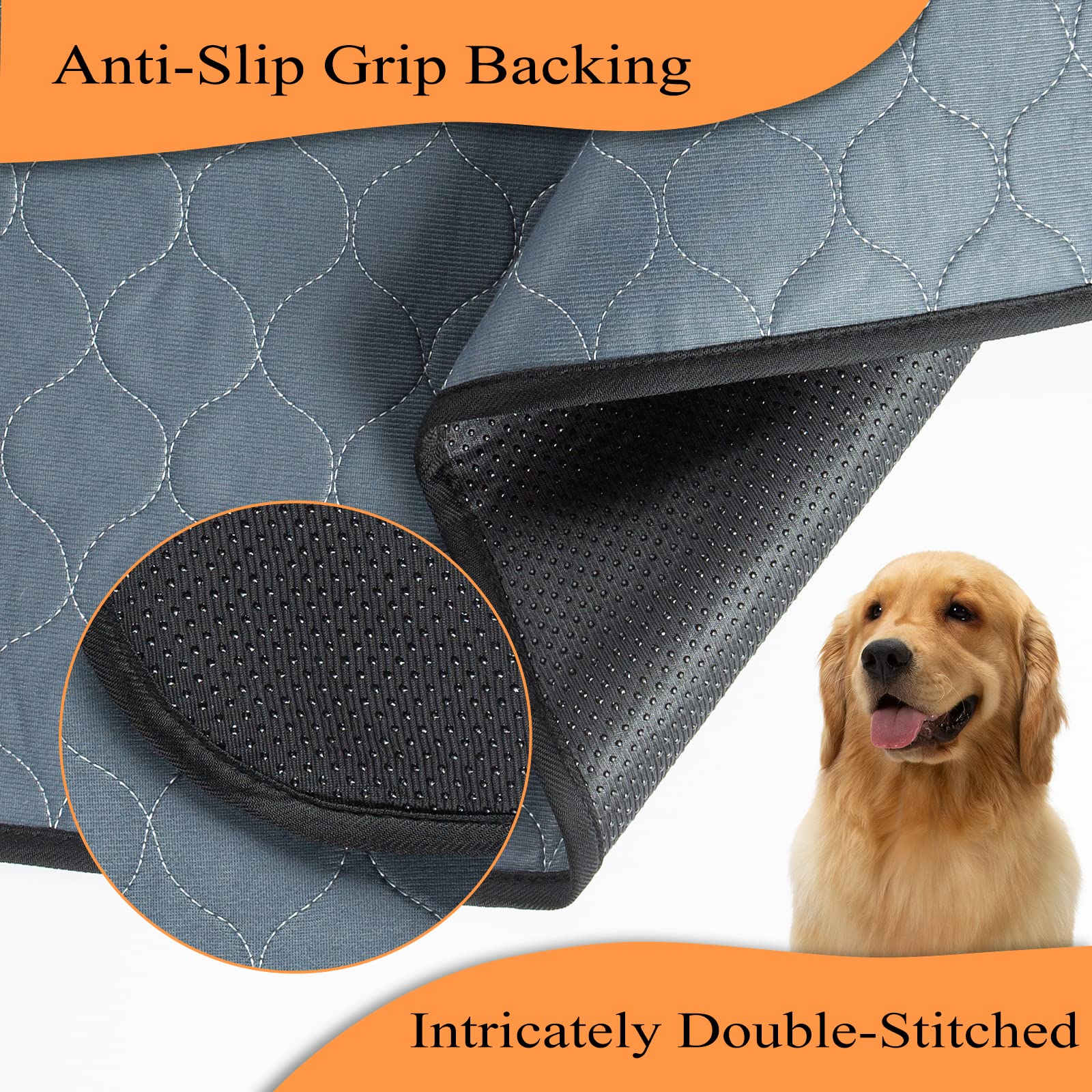 Bunlitent Washable Pee Pads For Dogs 41'' X 41'', 5 Pack, Reusable Puppy Pads, Dog Training Pads With Quick Dry, Large Anti-Slip