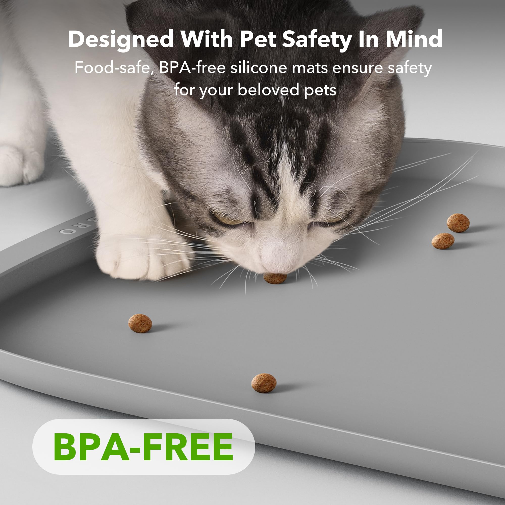 PETLIBRO Extra Large Dog Bowl Mat, Non-Slip Waterproof Silicone Feeding Mat, 22"x16.5", Grey, Model PLPM001