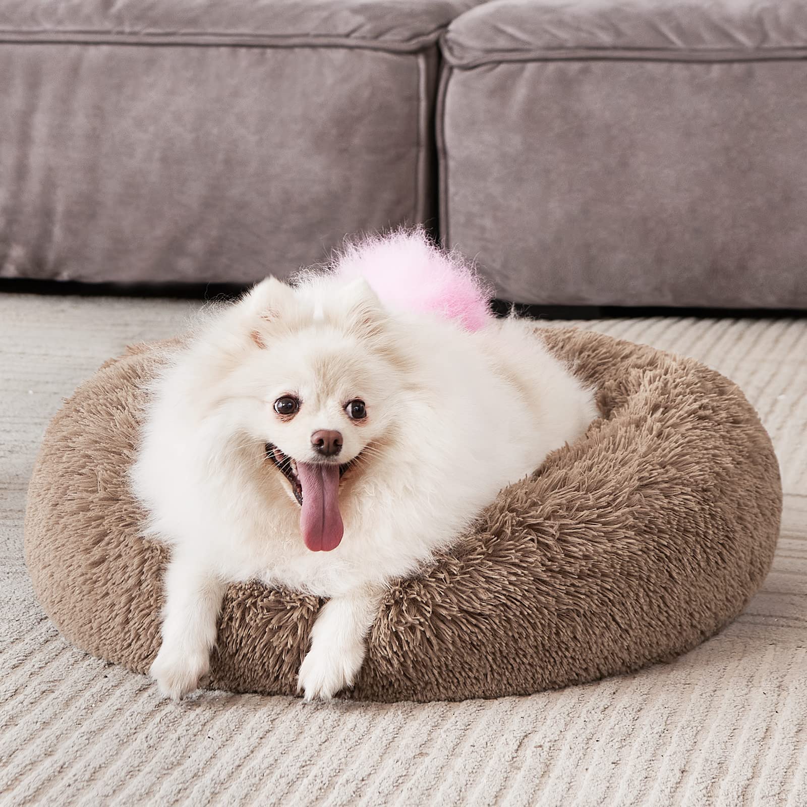 Perpets Orthopedic Dog Bed Comfortable Donut Cuddler Round Dog Bed Ultra Soft Washable Dog And Cat Cushion Bed (Style 6)