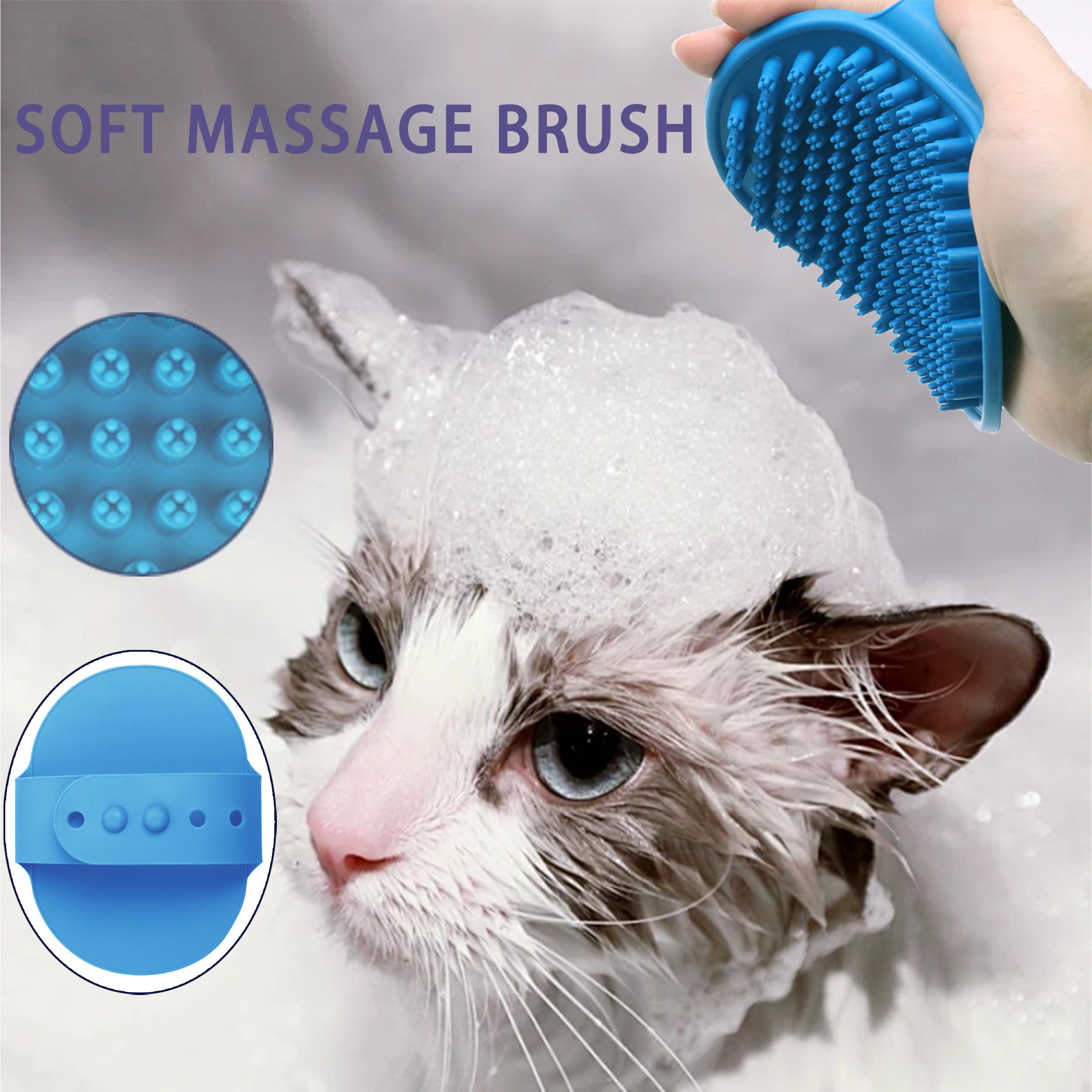 Posapet Cat Grooming Brush Kit 6 Tools - Deshedding & Dematting For Long/Short Hair, Self-Cleaning Slicker Brush With 6-In-1 Fle