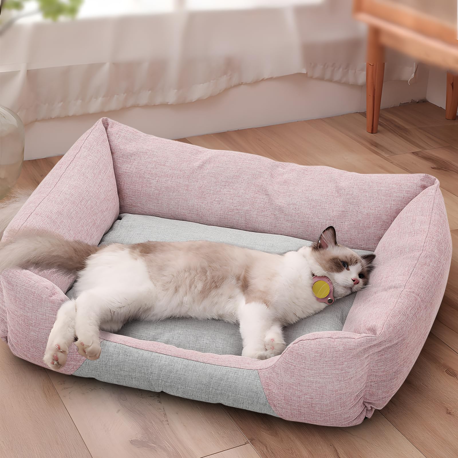 Magshion Calming Dog Beds For Medium Dogs & Cats, Comfy Pet Sofa Bed, Machine Washable & Non-Slip Bottom Pet Couch, Durable Scra