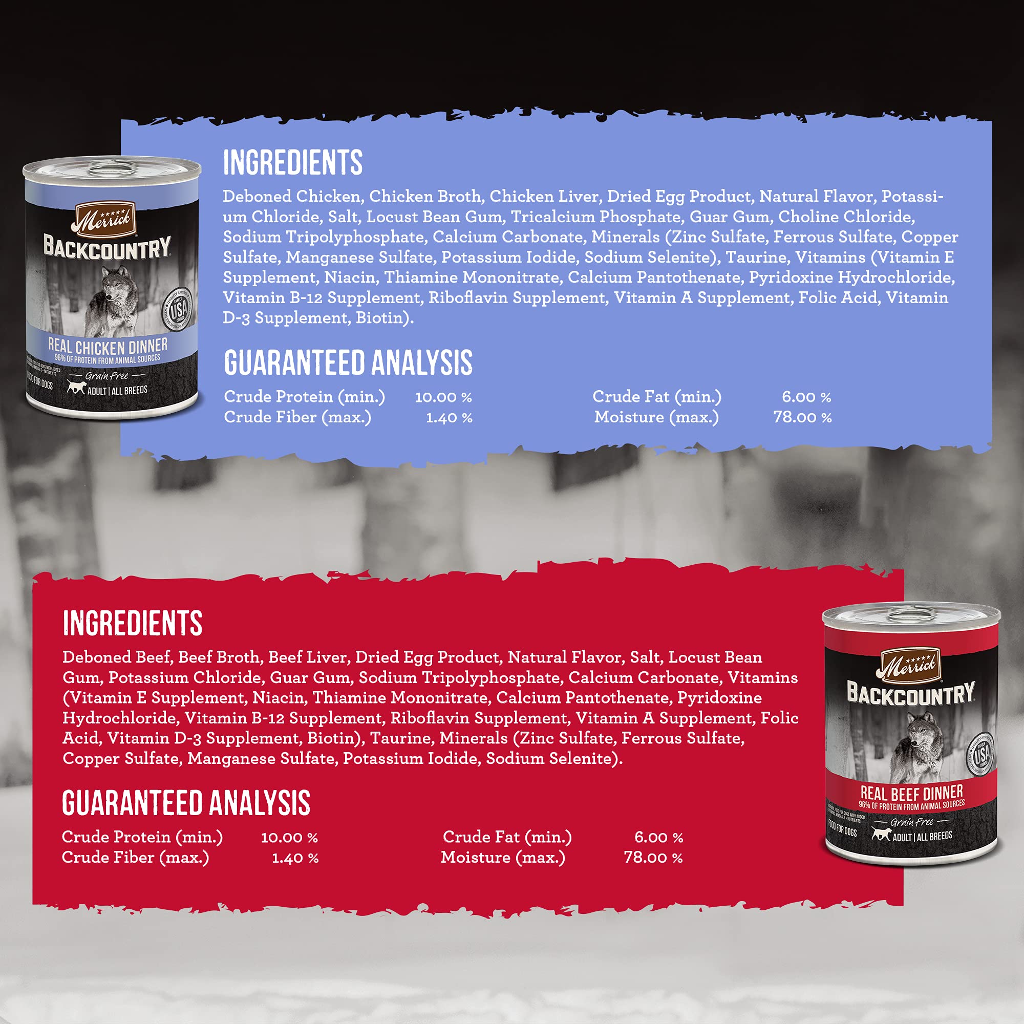 Merrick Backcountry Grain Free Premium Canned Dog Food, Variety Pack, Real Beef and Chicken Dinner Recipes - (Pack of 12) 9.5 lb
