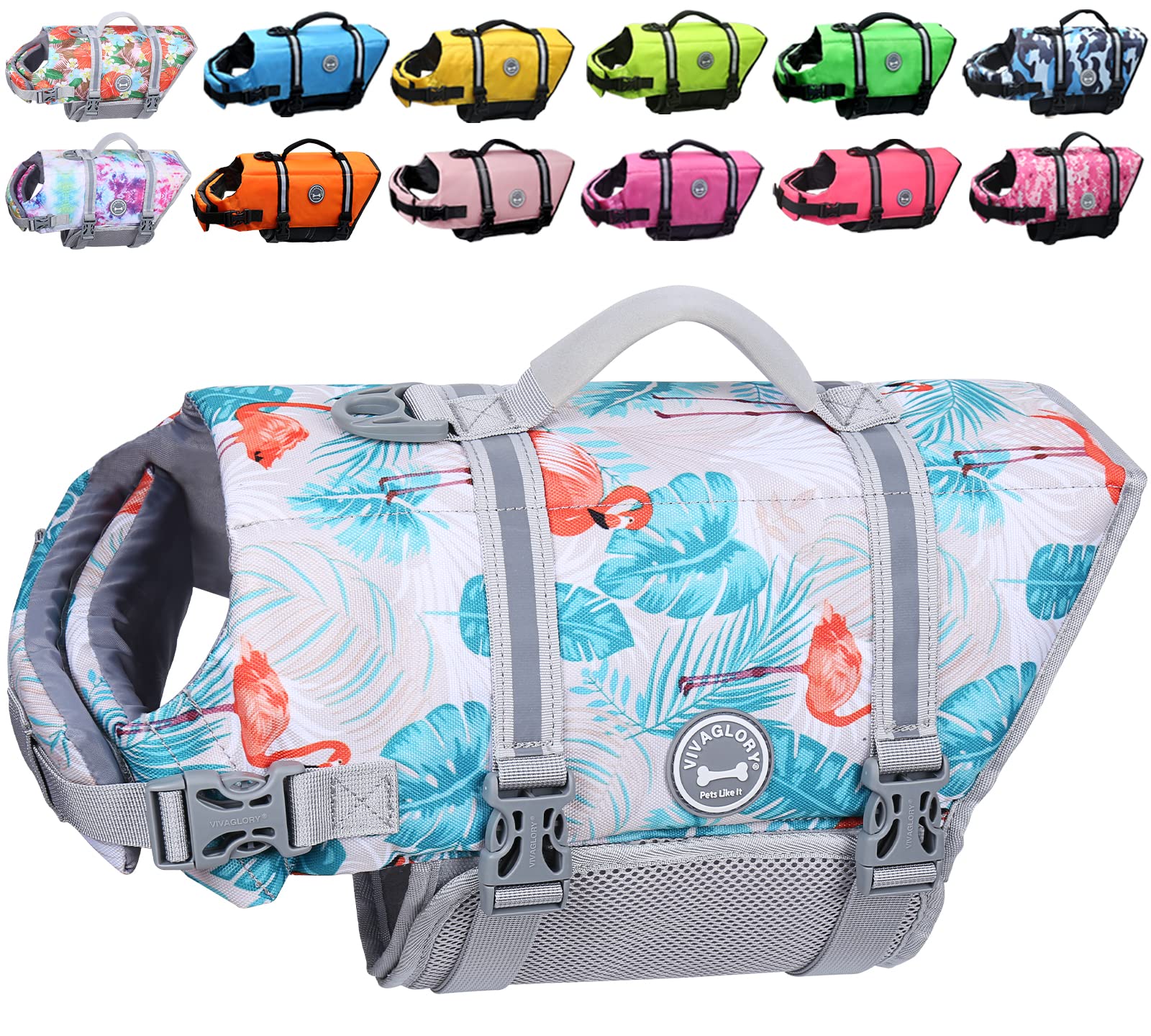 Vivaglory Ripstop Dog Life Jacket For Small Medium Large Dogs Boating, Dog Swimming Vest With Enhanced Buoyancy & Visibility, Le