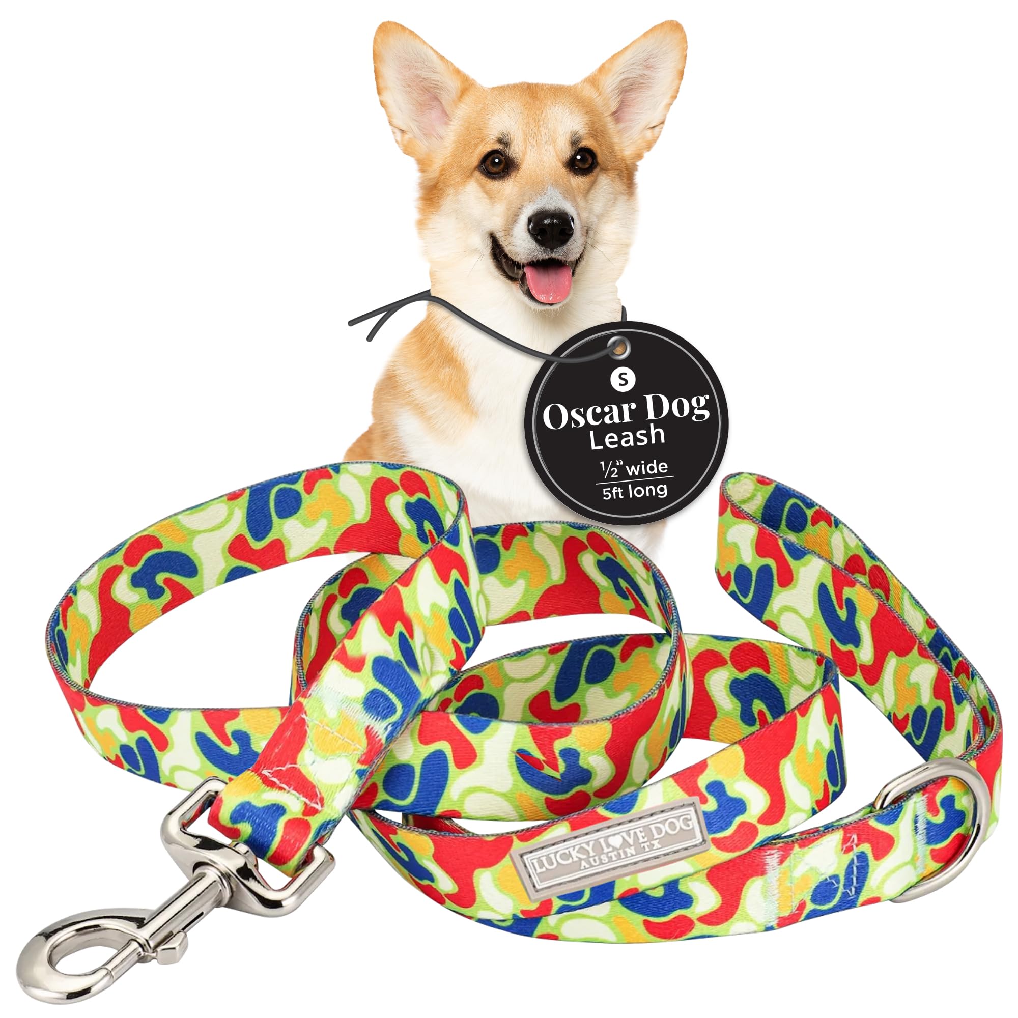 Lucky Love Dog Leash, Pattern Oscar Dog Leash, Small, Durable & Long Lasting (Oscar, Small)