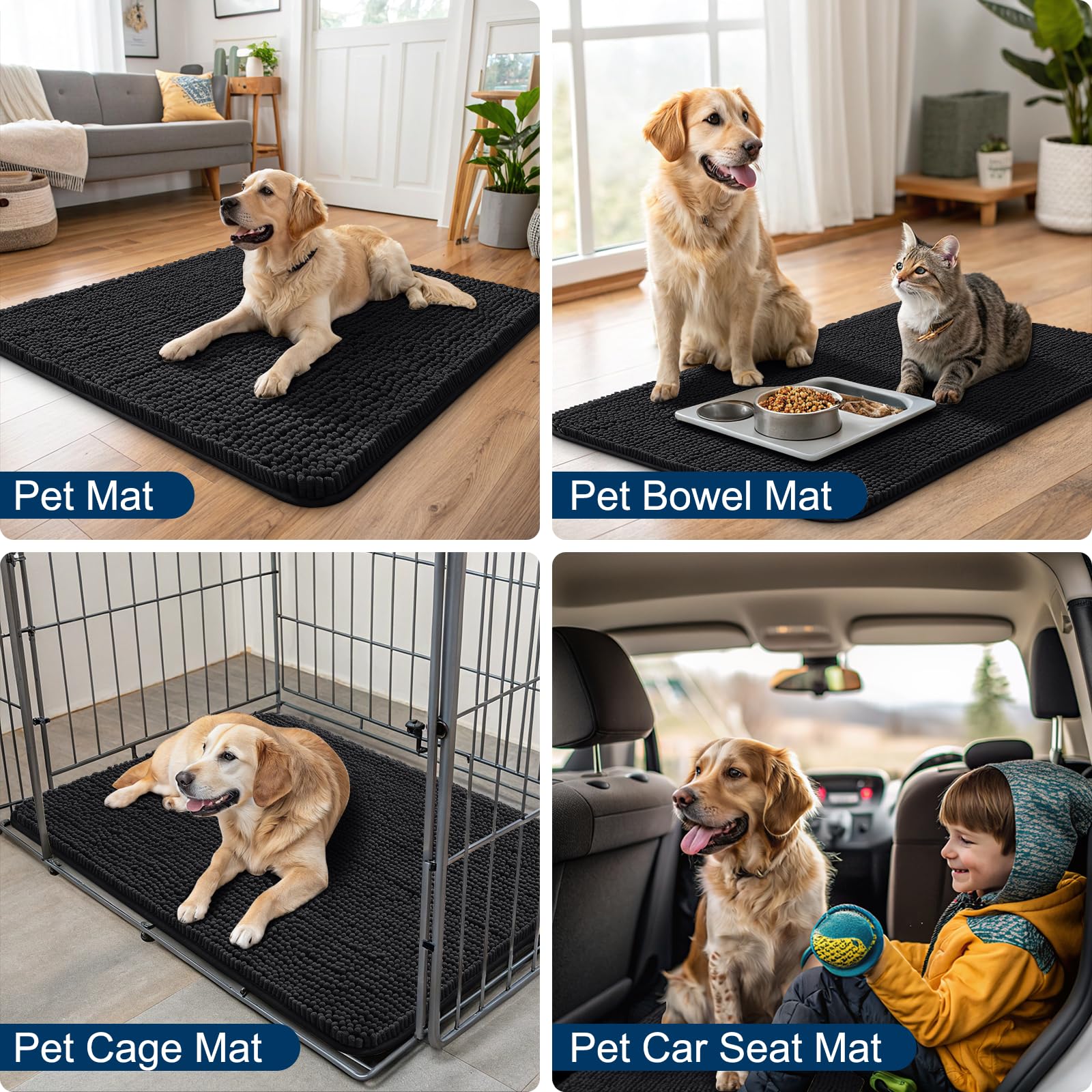 Smiry Dog Bed Mat 59X35, Ultra Soft Non-Slip Washable Quick Dry Chenille Dog Sleeping Mattress For Large Jumbo Medium Small Dogs