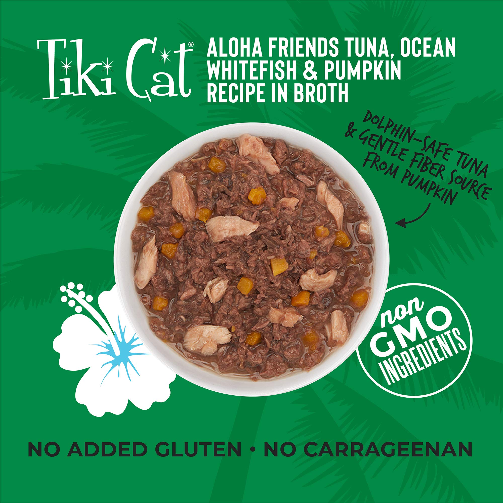 Tiki Cat Aloha Friends, Tuna, Ocean Whitefish & Pumpkin, Grain-Free & High Moisture, Wet Cat Food for All Life Stages 5.5 oz. Ca