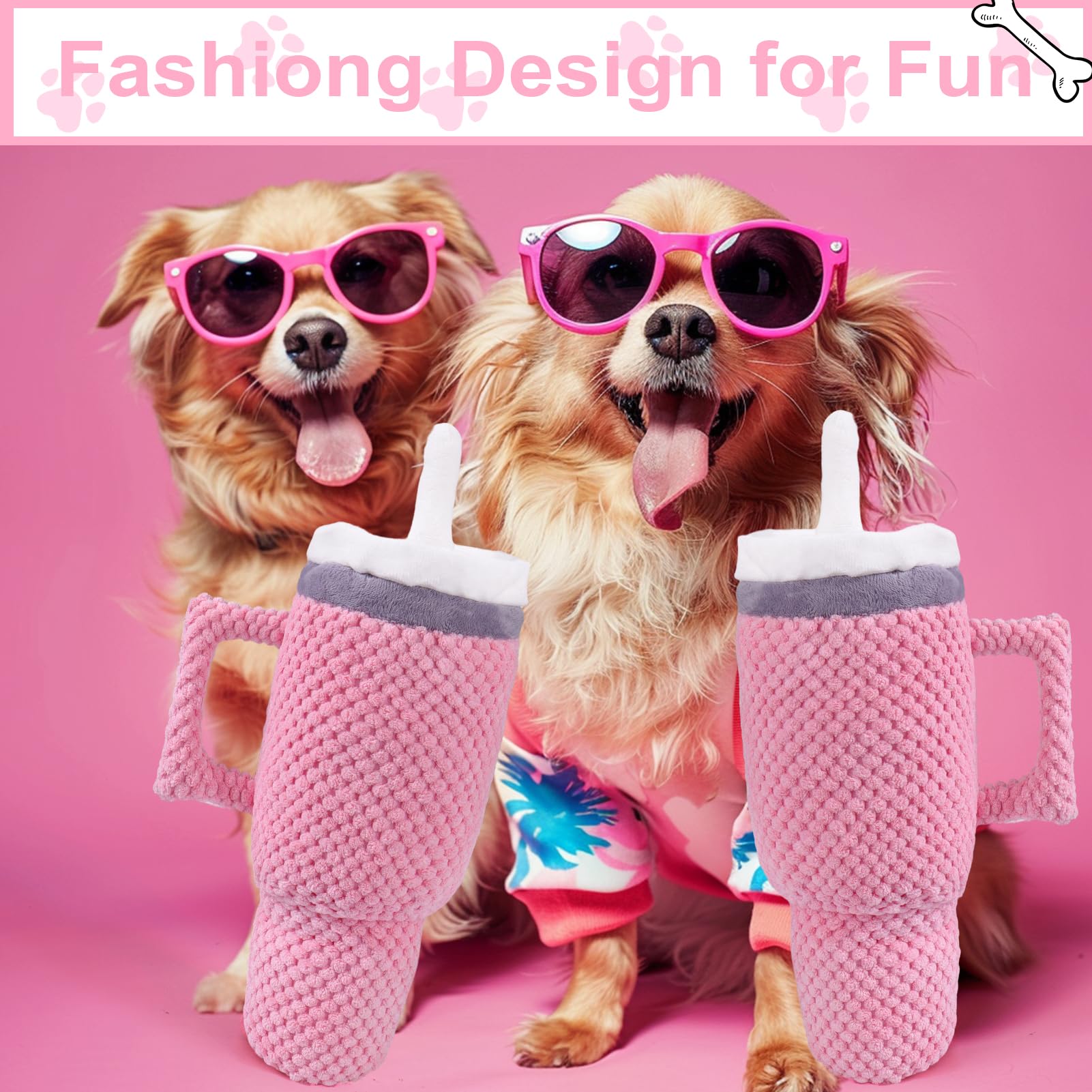 Baborui Quality Upgrade Cute Squeaky Dog Toys Tumbler, Soft Cup Funny Dog Toys For Aggressive Chewers, Safety Design Dog Toys Fo