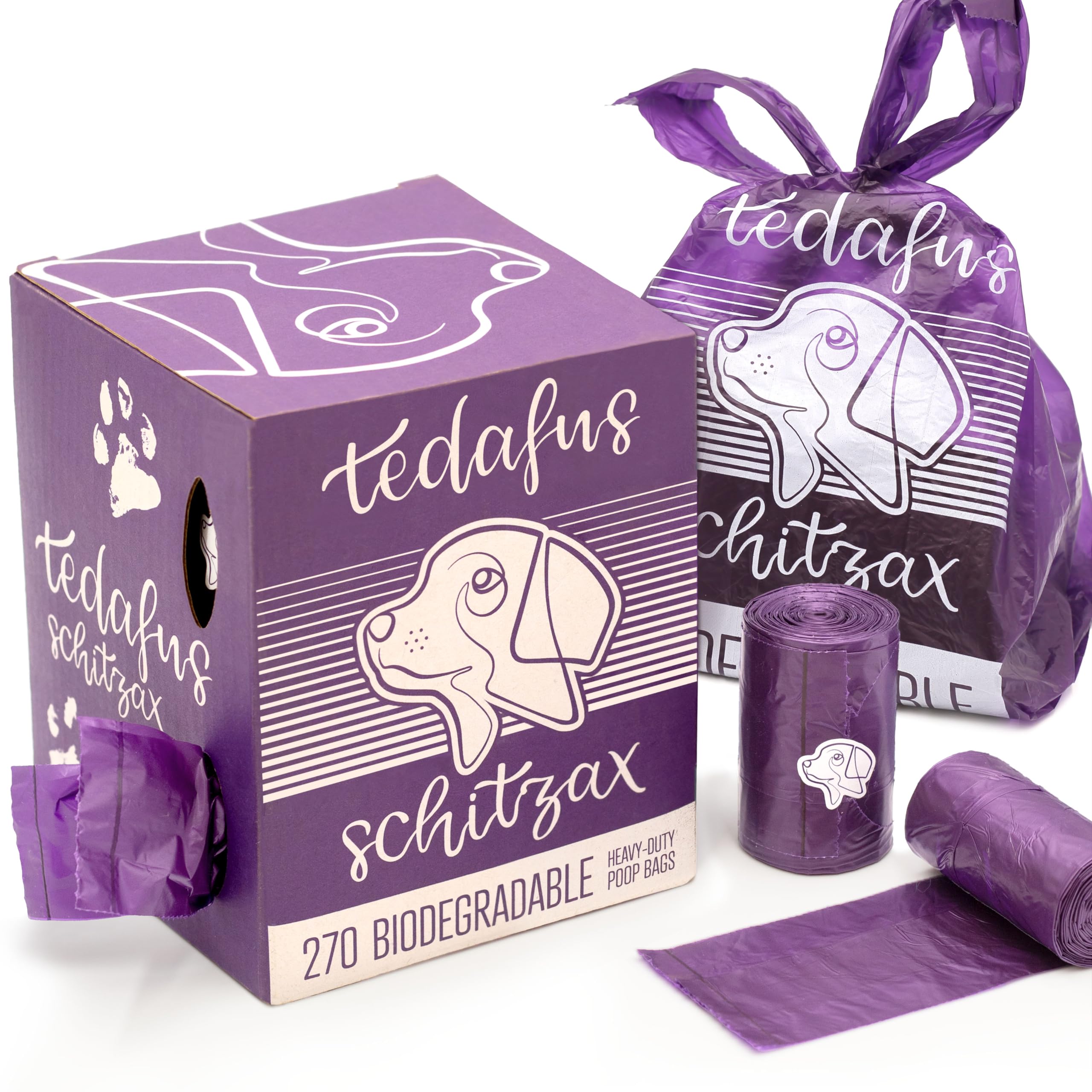 TEDAFUS Dog Poo Bags | Eco Biodegradable Poop Bags | Thick Dispenser Refill Rolls with Tie Handles | Strong Bags | 100% Leak-Pro