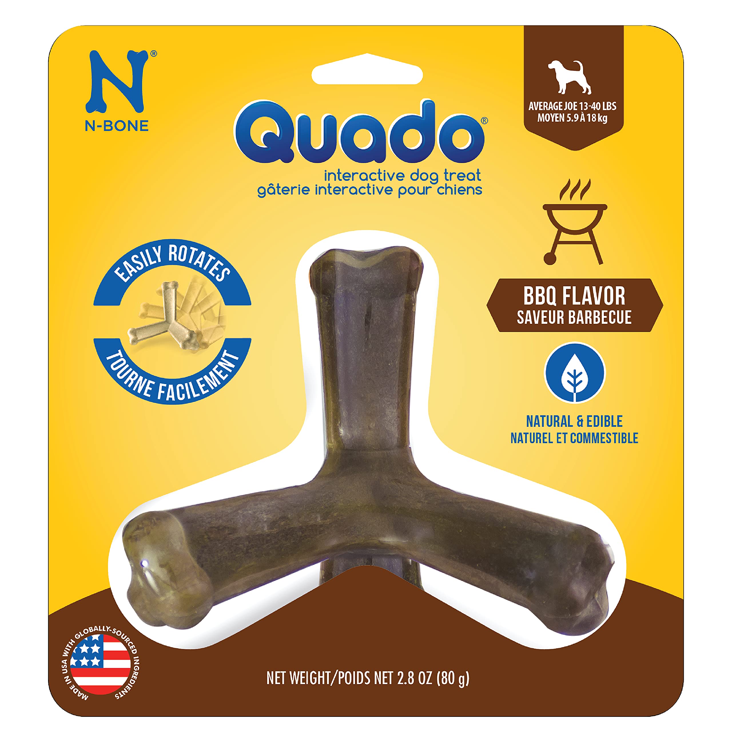 N-Bone Quado Dog Treat BBQ Flavor Average Joe