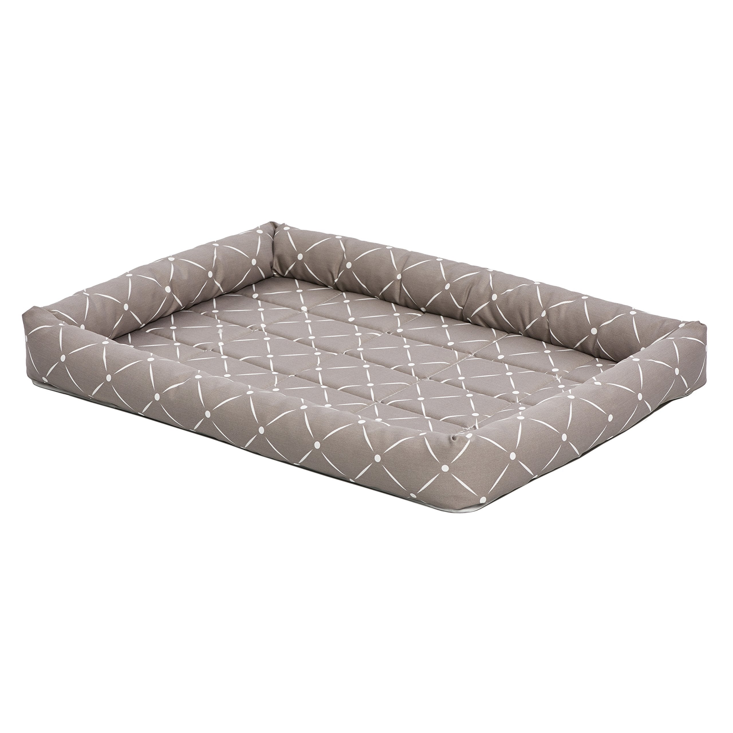 MidWest Homes for Pets Quiet Time Couture Ashton Bolster Pet Bed, Medium 29"L x 19"W x 2.3"Th, Mushroom & White, Model 40230-MRD