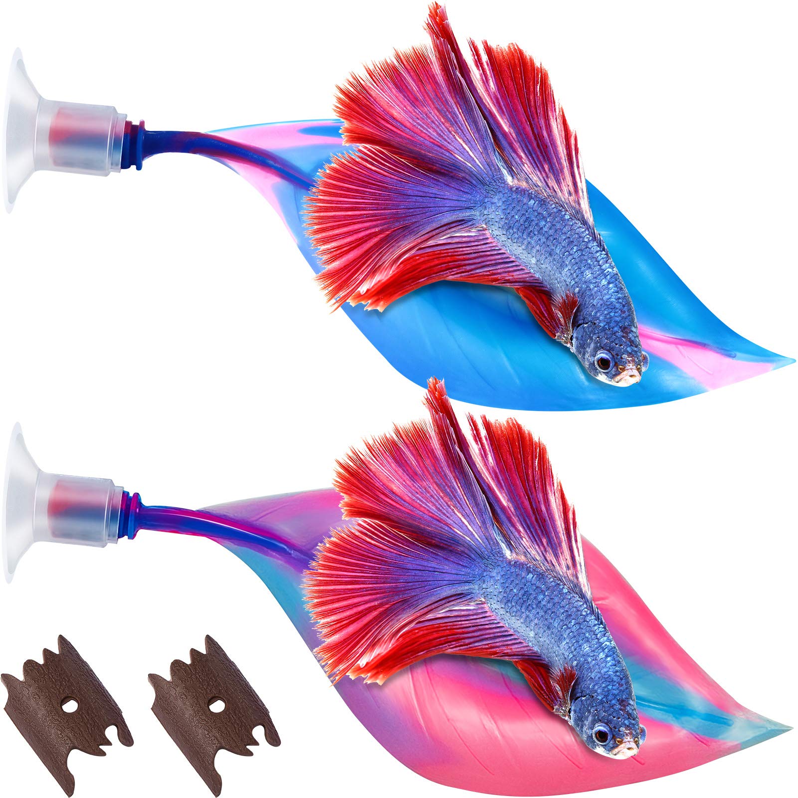 Willbond 2 Pieces Silicone Betta Bed Leaf Hammock For Betta Fish, Betta Fish Bed, Practical Resting Spot, No Bpa, Comfortable An