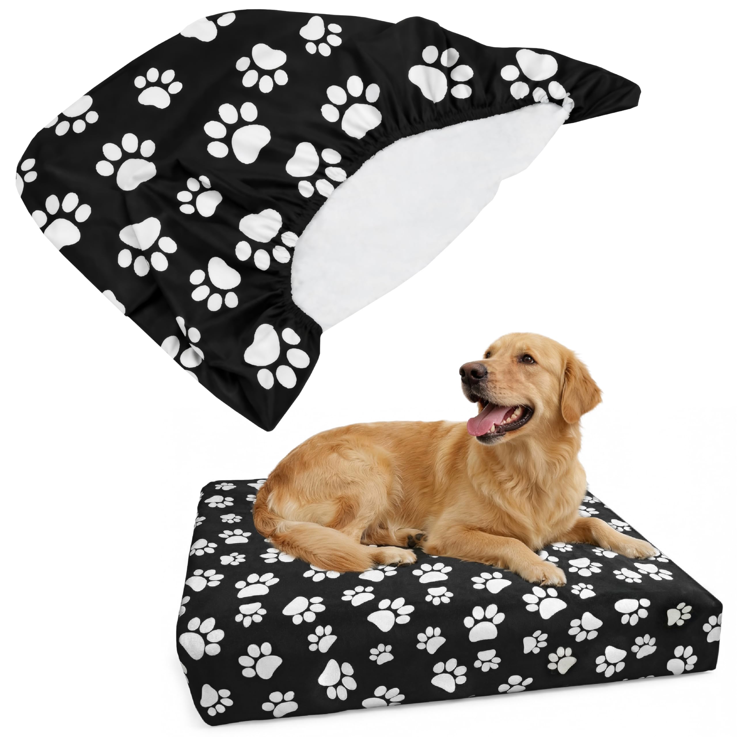 DUKE&LEFTY PetBed Slipcover-USA Company-Stretch Soft Petbed Cover-Universal-Easy to Remove (Zipper Free)-Navy/Large