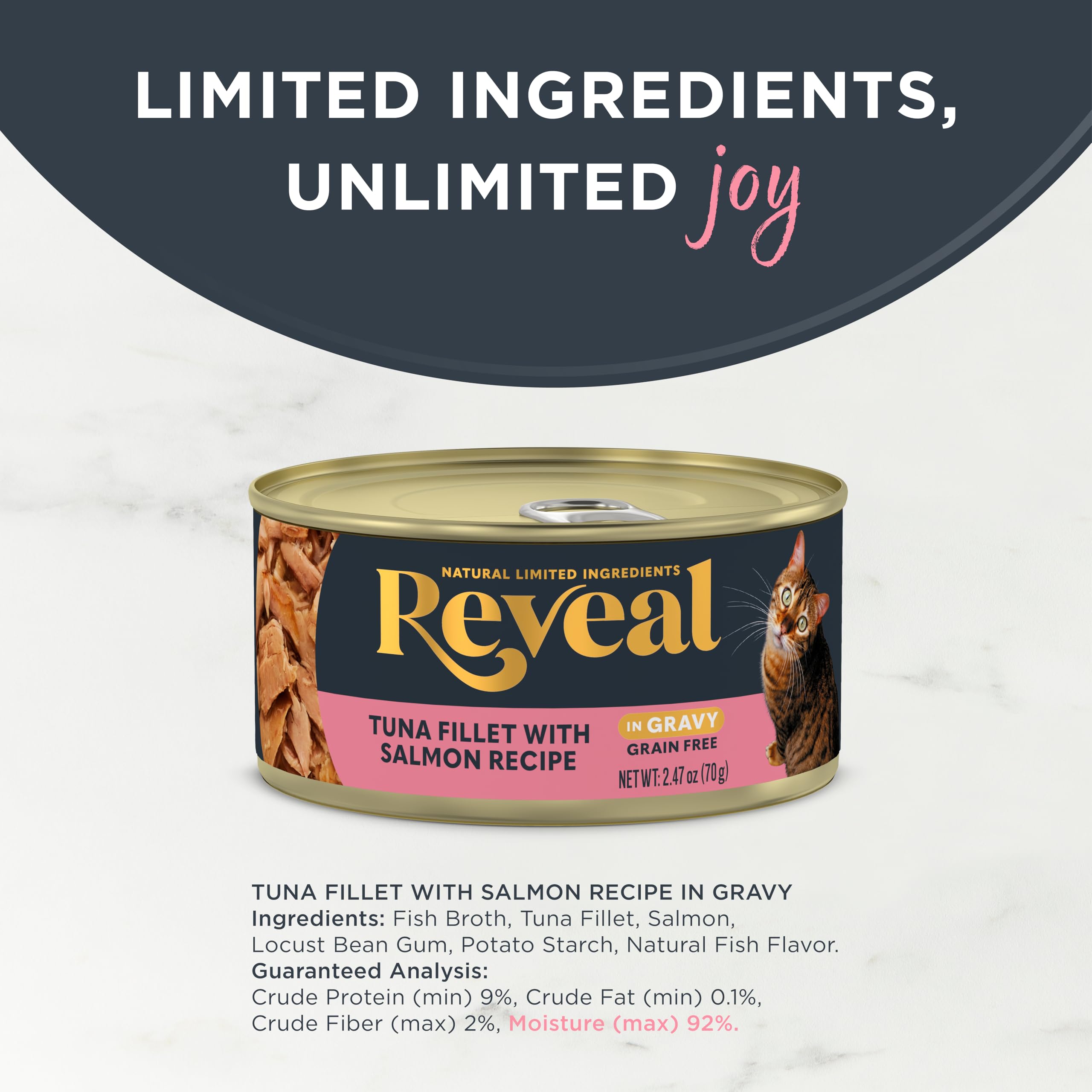 Reveal - Grain Free | Wet Canned Cat Food | 2.47oz - 24 Pack - Premium Nutrition, 100% Natural, No Additives, and Limited Ingred