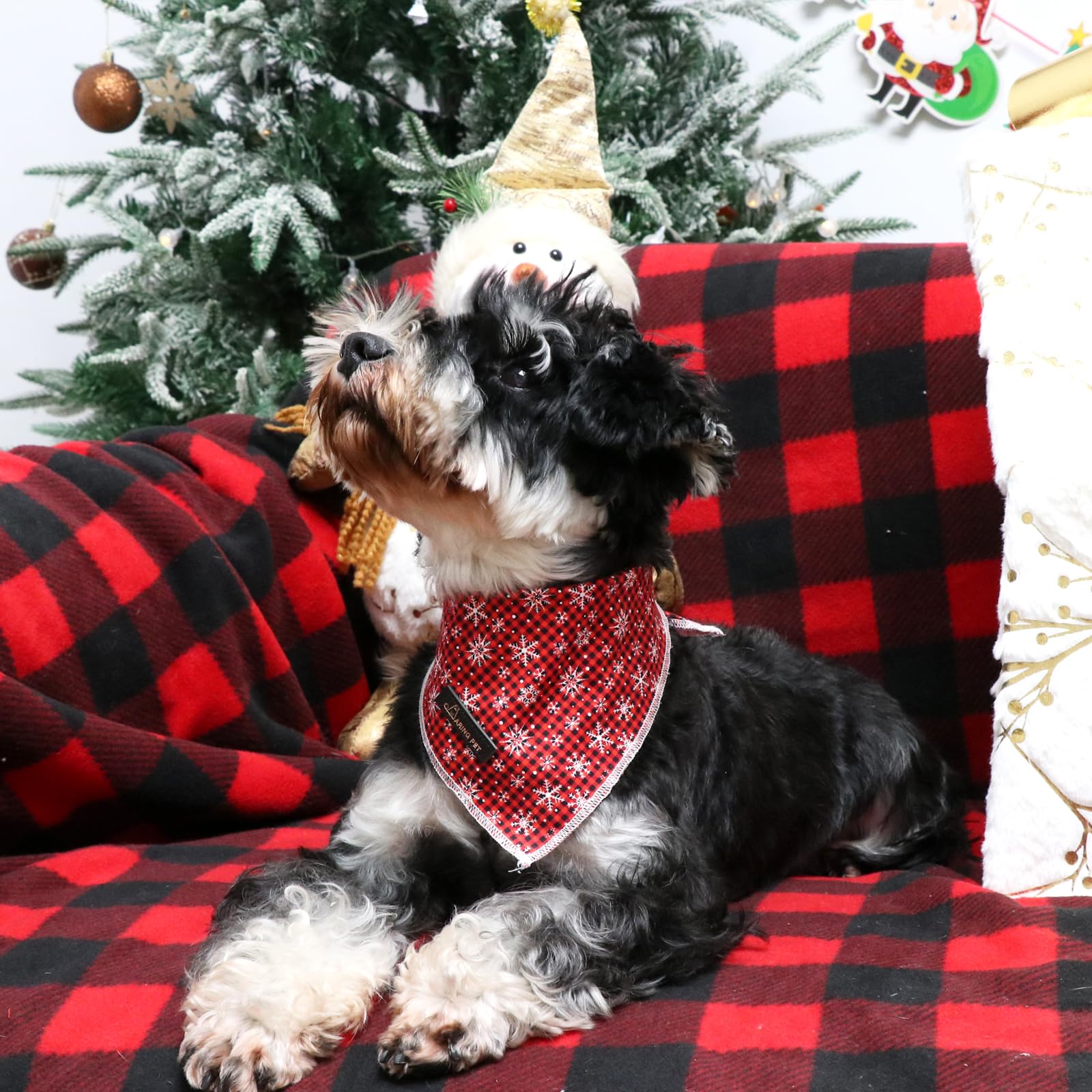 Aring Pet Christmas Dog Bandana With Cute Snowflakes, Comfortable Red Pet Scarf Triangle Bibs For Small To Large Dogs And Cats