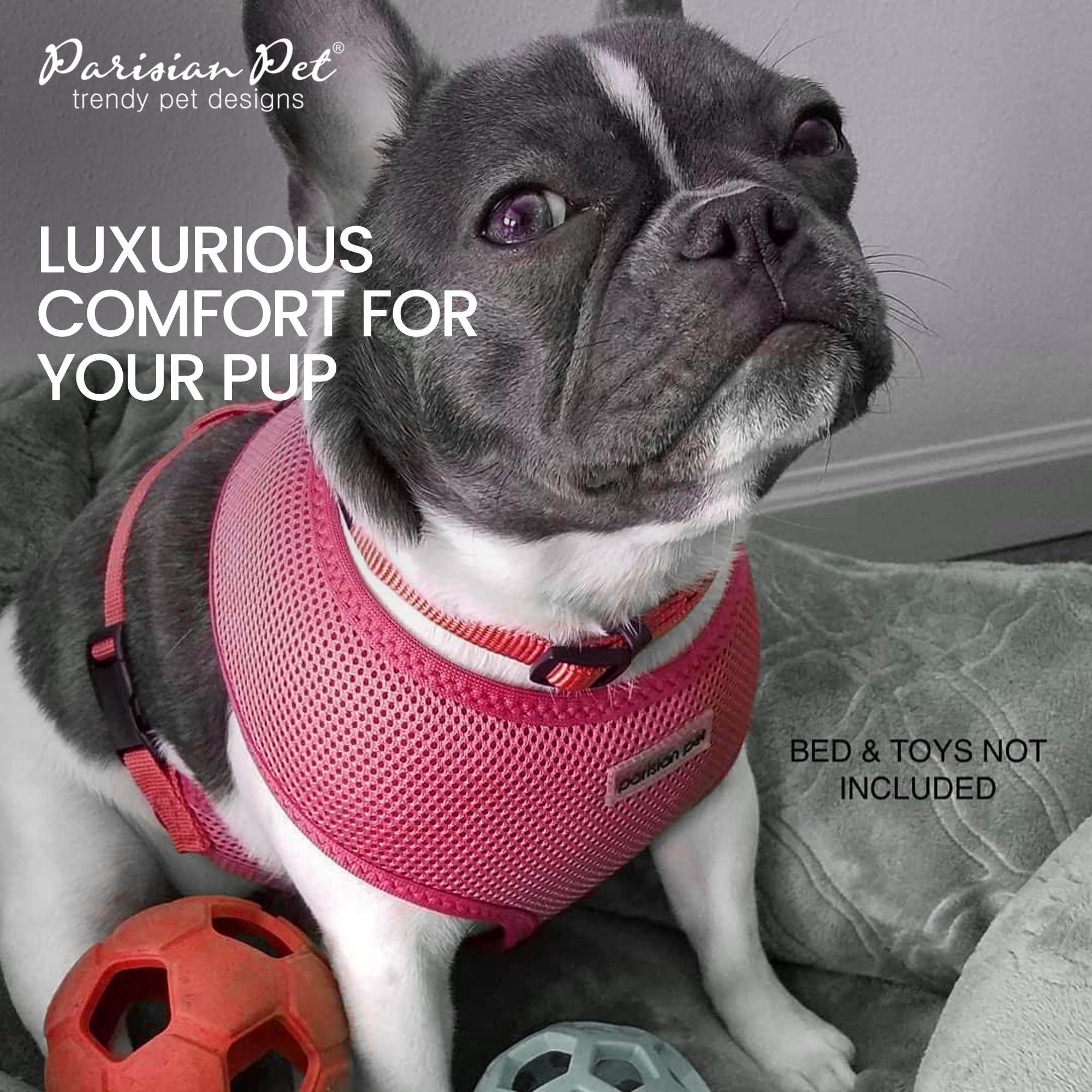 Parisian Pet Dog Harness - Adjustable Pink Dog Vest Harness - 100% Mesh Fabric No Pull Puppy Harness - Cooling Dog Harness For Large Dogs - Idle For Walking, Running, And Hiking - Xl