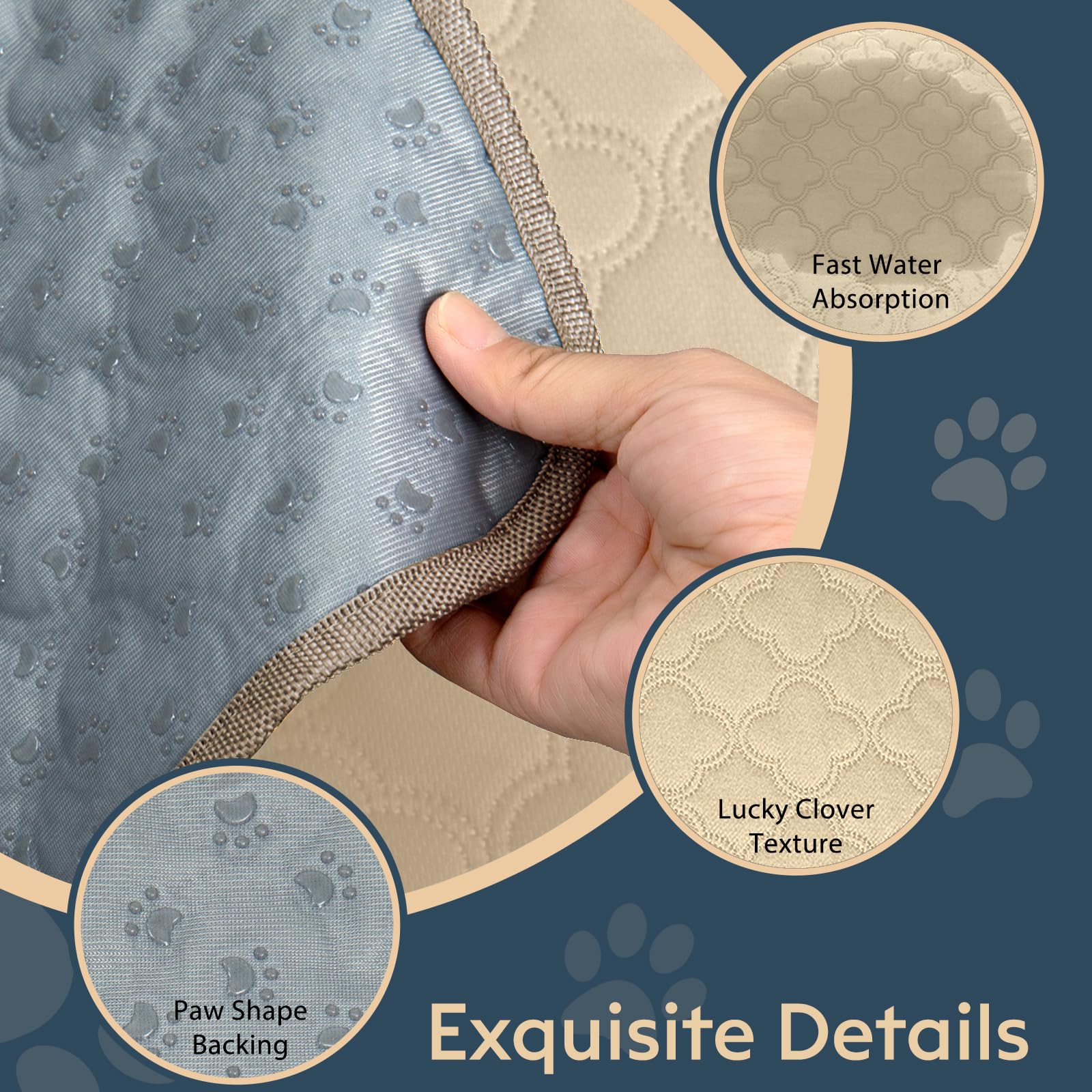 Funfurry Washable Pee Pads For Dogs - 2 Pack Reusable Waterproof Puppy Training Pads, Super Absorbent With Dog Paw Shape Non-Sli