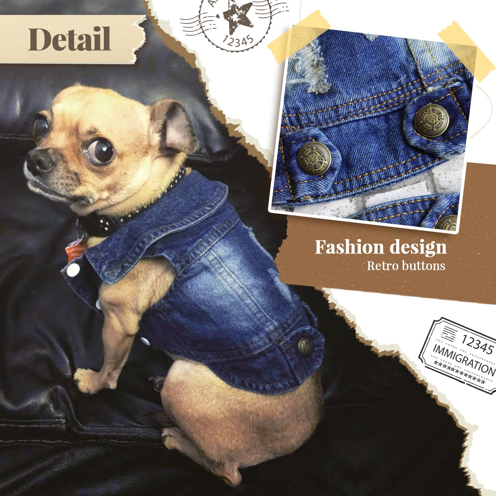 Doggyzstyle Cool Blue Dog Jean Jacket Small Pet Outfits Dog Clothes For Small Medium Dogs Cats Boys Girls Pet Vest Denim Coats Puppy Shirts Doggy Costume Clothing For Shih Tzu Chihuahua Yorkie Teacup