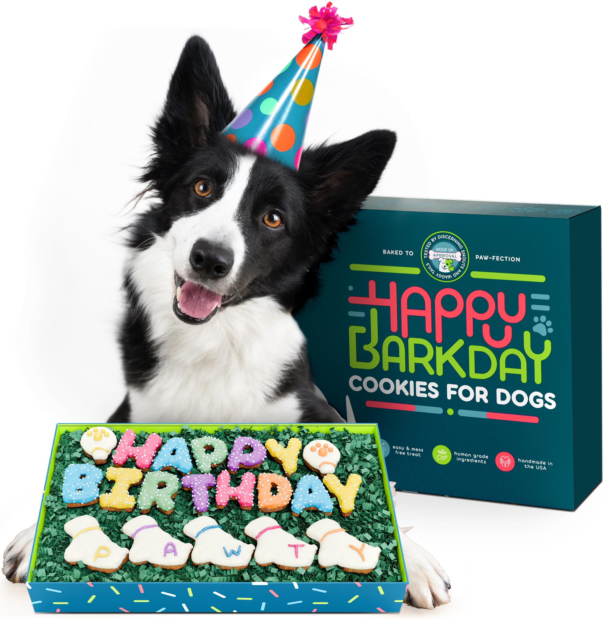 Dog Birthday Cookies - Treats for Dogs at Any Age - Made With Human-Grade Ingredients - Happy Bday Cookies for Boy or Girl Puppy