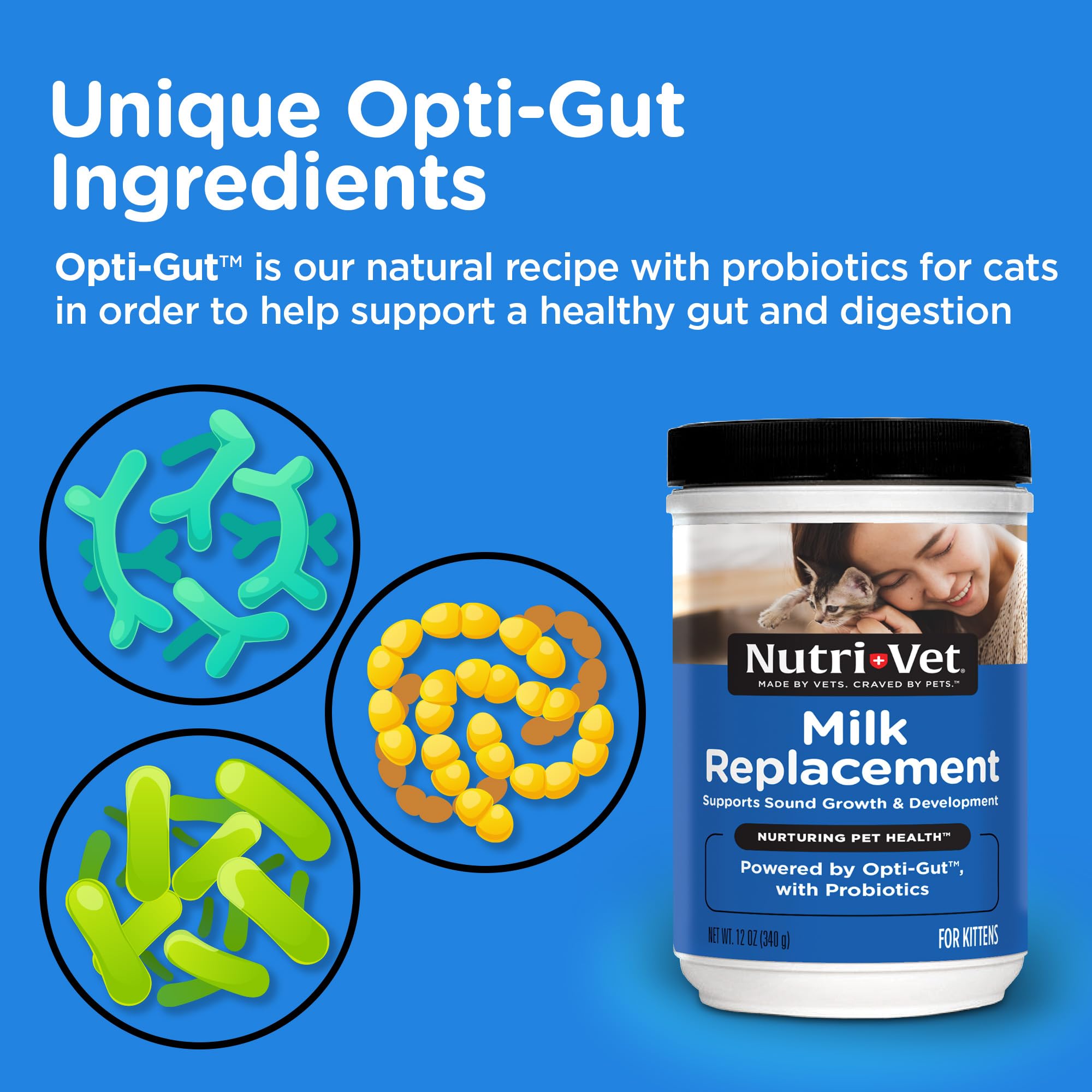 Nutri-Vet Milk Replacement For Kittens - Healthy Gut Support with Probiotics - Essential Nutrients - Veterinarian Formulated - 1