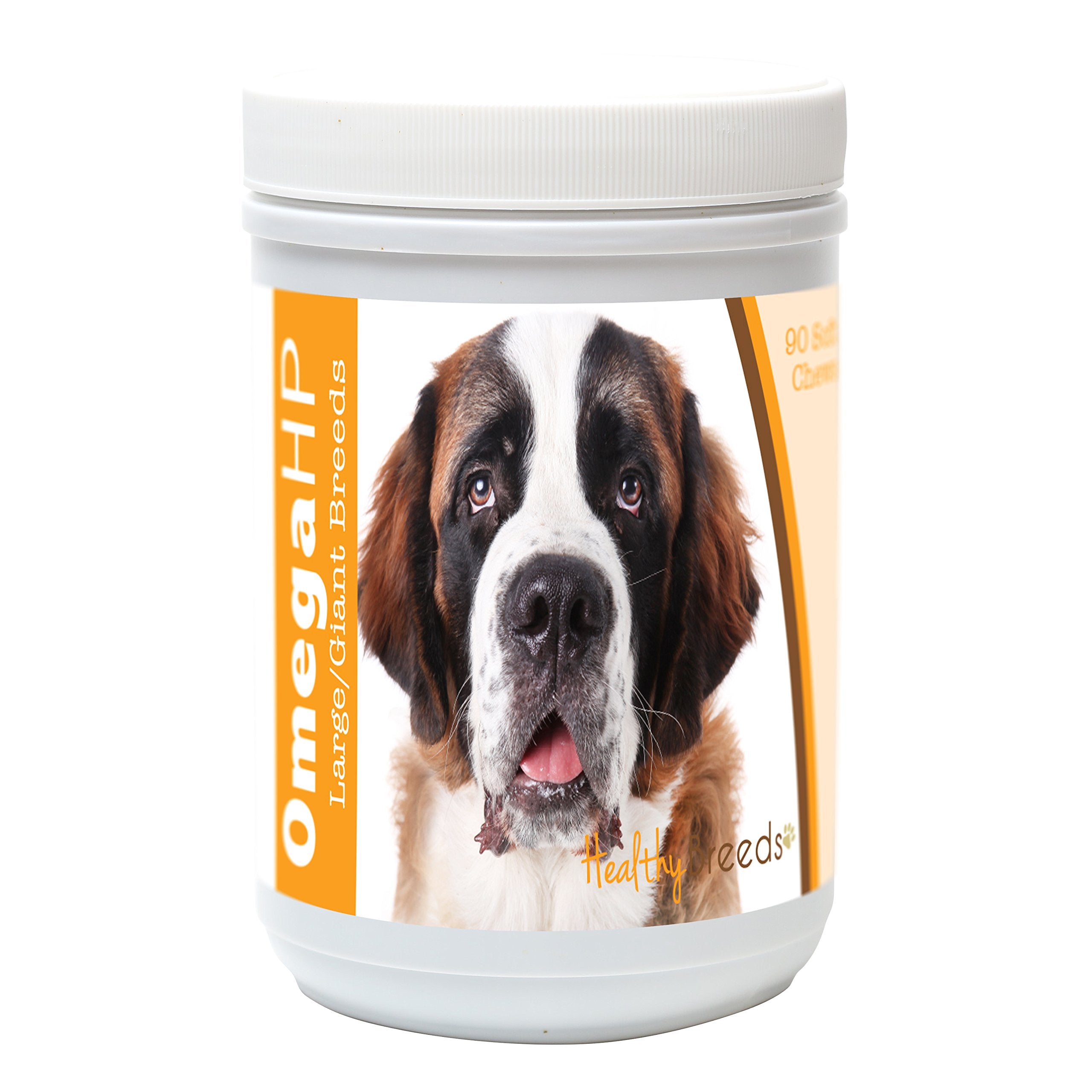 Healthy Breeds Saint Bernard Omega HP Fatty Acid Chews, 90 Ct for Medium/Large Breeds, Brown