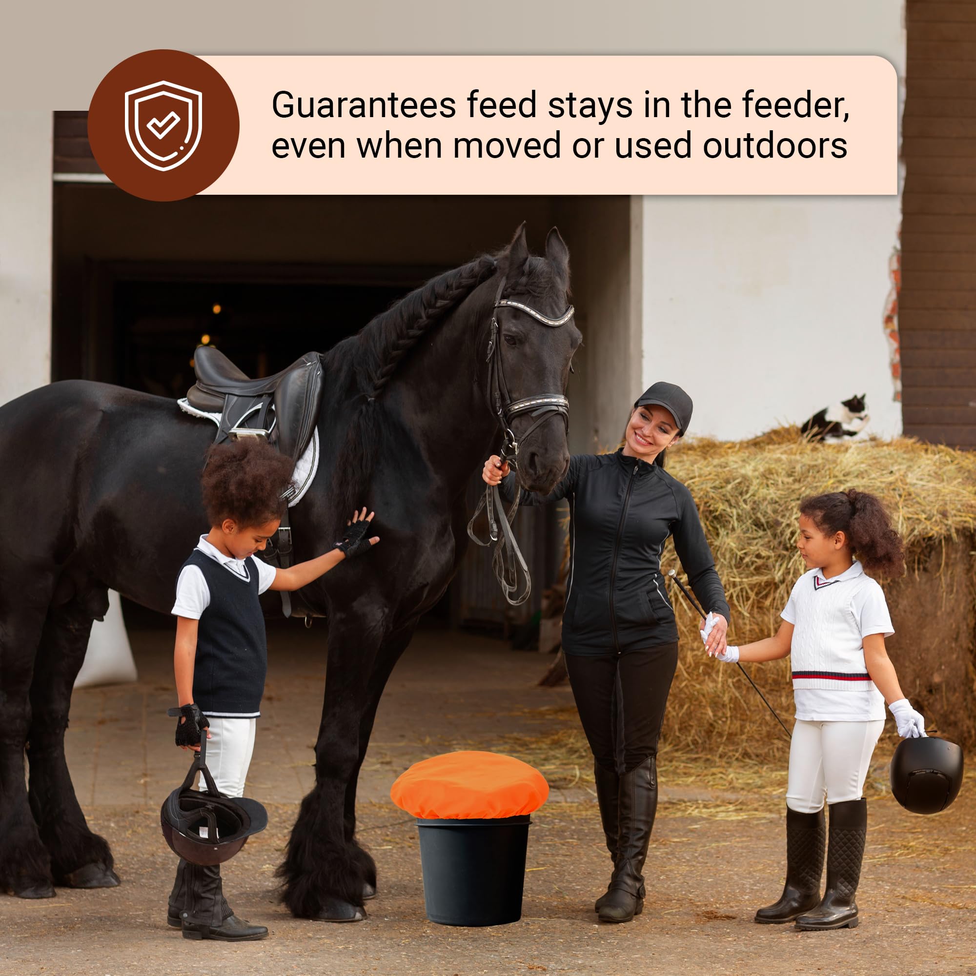 BRINGERPET Horse Bucket Cover, Waterproof Feed Bucket Top 2-5 Gallon (Orange) - 1 pc