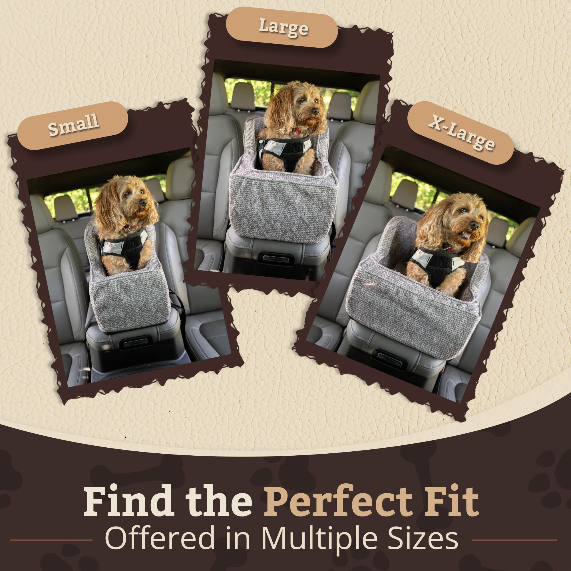 Snoozer Extra Large Luxury High-Back Console Pet Car Seat, Buckskin/Java Microsuede
