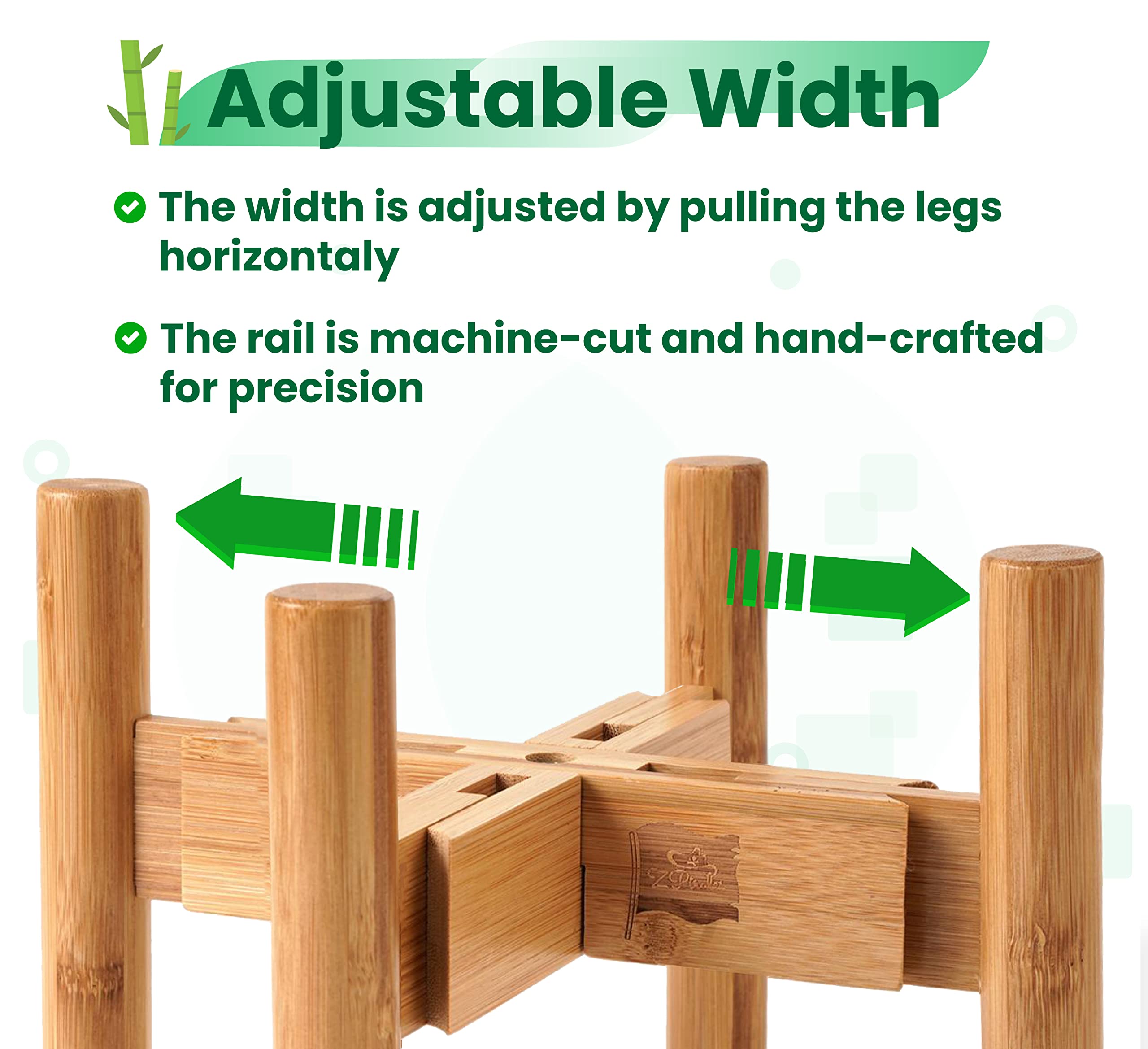 ZPirates Dog Bowl Stand – Expandable Height 8" for Small-Medium Breeds, Bamboo, Model PBS-1