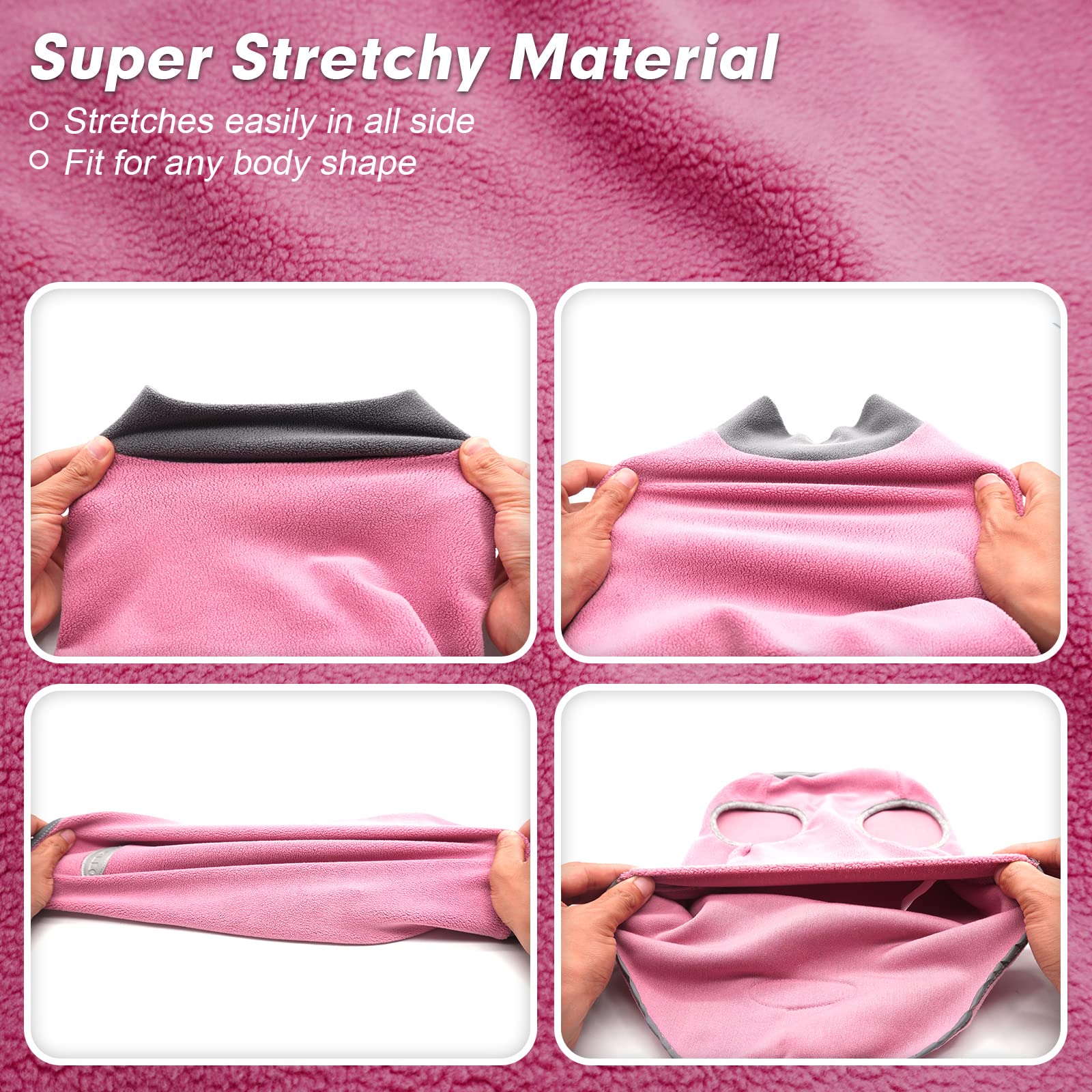 Cyeollo 2 Pack Fleece Dog Sweater With Reflective Stripe Pullover Sweatshirt Stretchy Lightweight Sweaters Dog Clothes Coats For Small Dogs Size M Pink & Grey