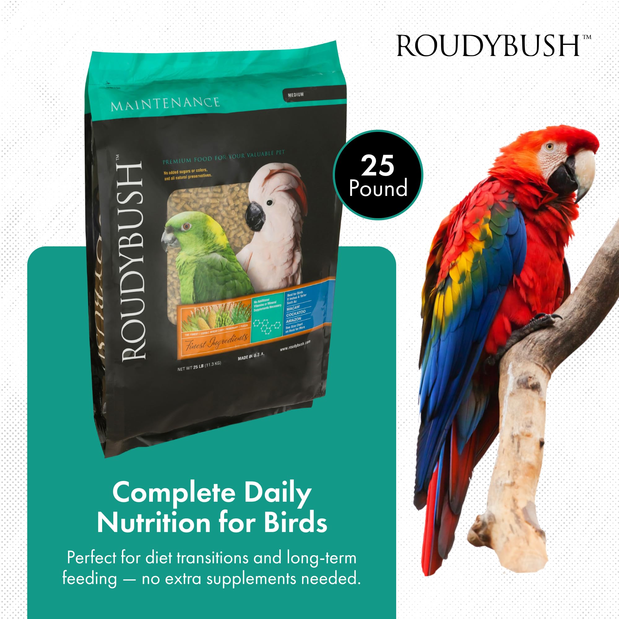 Roudybush Daily Maintenance Bird Food, Medium, 25-Pound