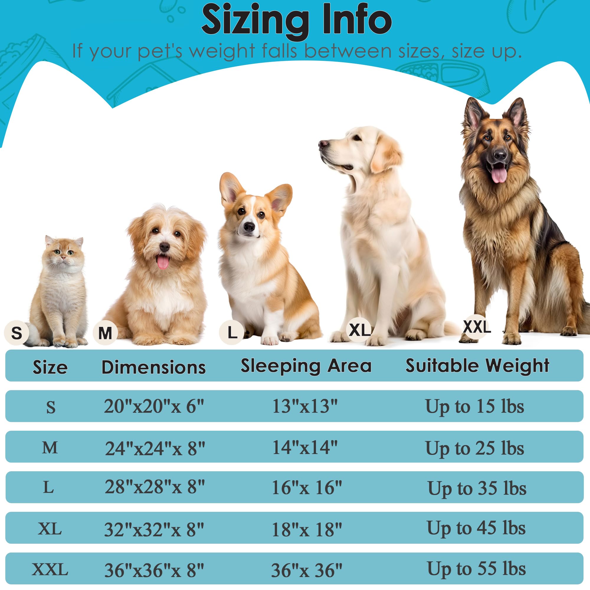 Dog Beds Large Sized Dog and Cats, 32in Pet Beds for Large Pet, Washable Indestructible Extra Large Dog Bed (Light Blue)