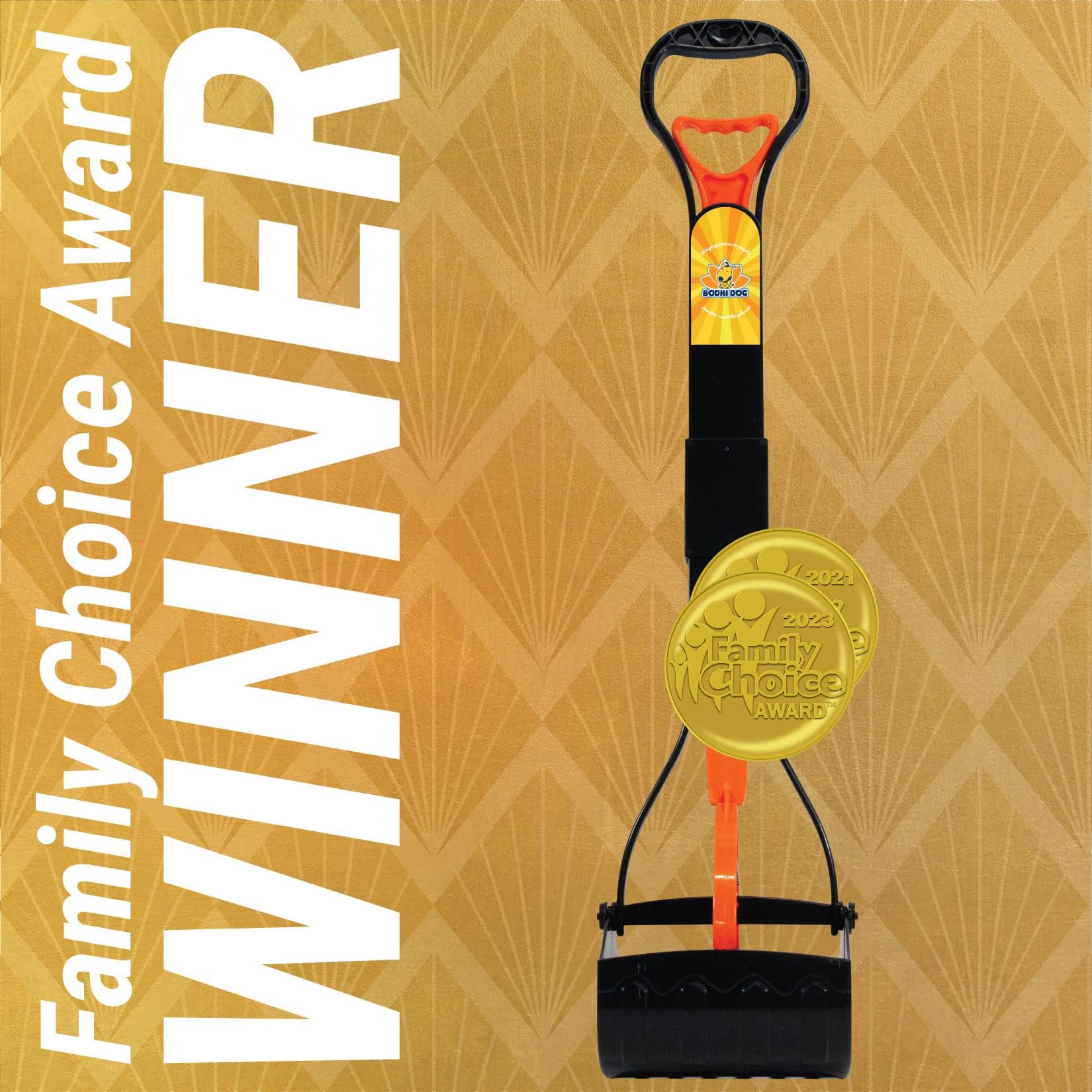 Bodhi Dog 32" Tall Non-Breakable Pooper Scooper for Large Dogs - Lightweight & Foldable, Orange, Model BD-POOSC-32OR