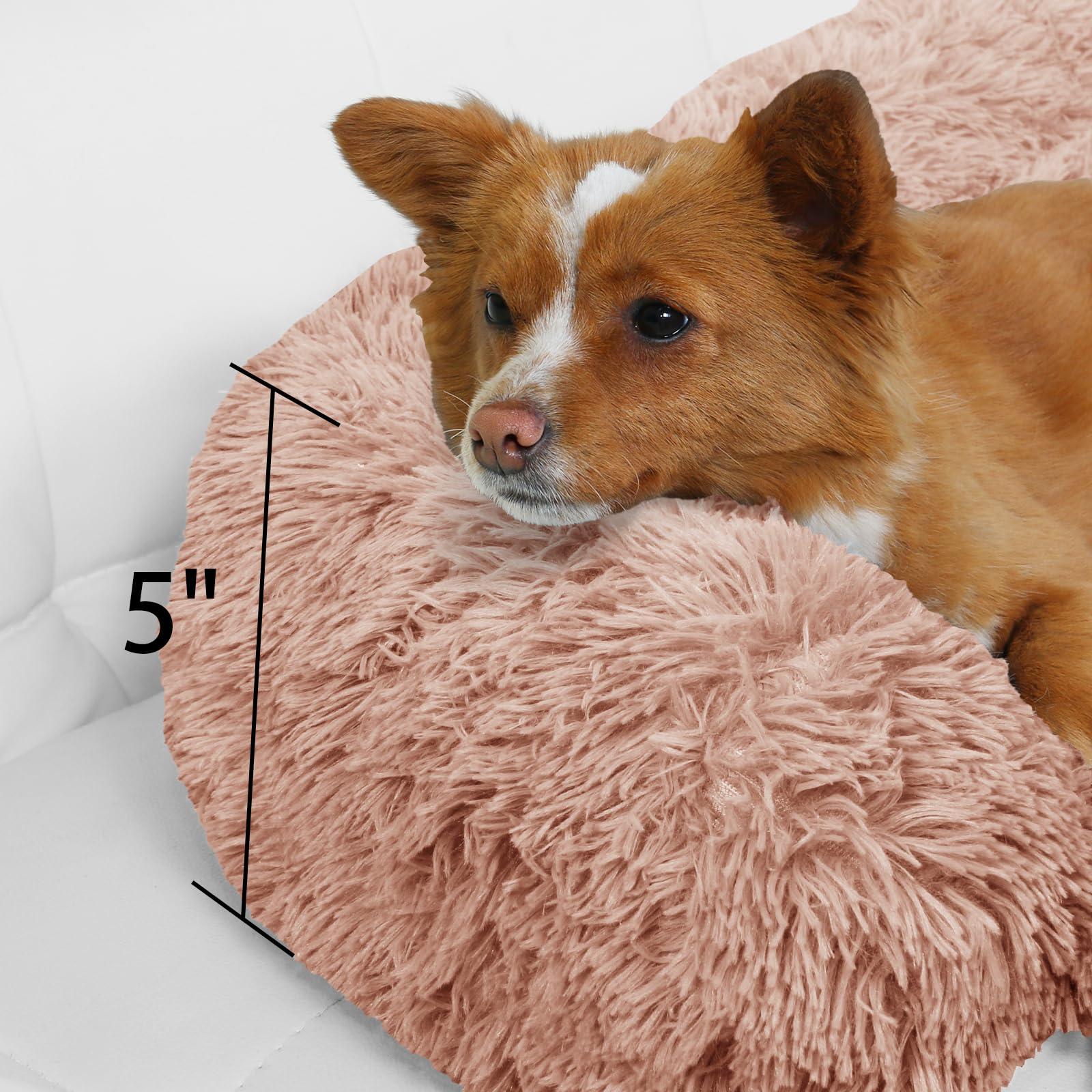 GGIB Calming Dog Bed Fluffy Plush Dog Mat for Furniture Protector with Removable Washable Cover for Large Medium Small Dogs and