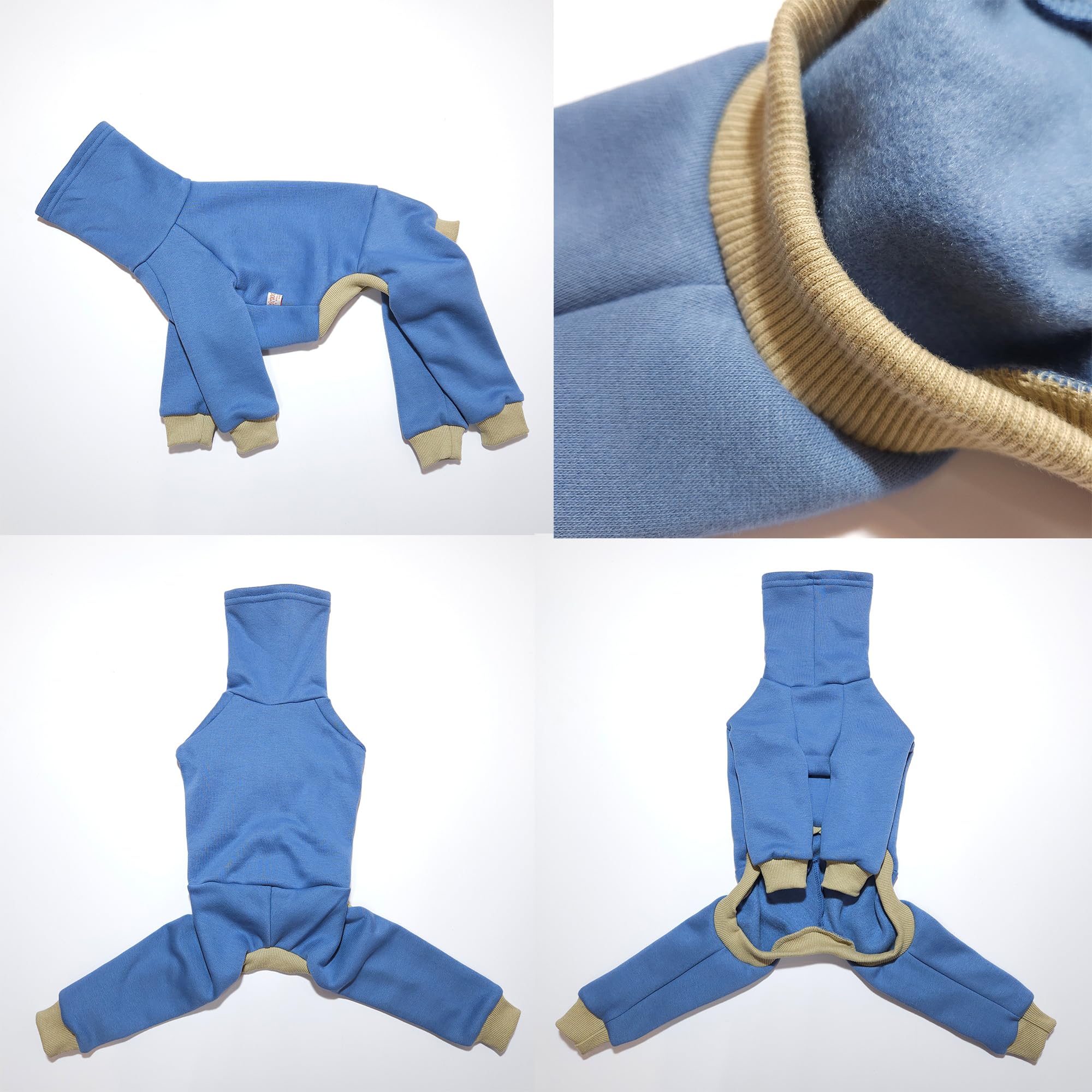 D Doggy Star Italian Greyhound Clothes Strechy Fleeced Lining Simple Onesie Whippet For Dog Coat (Xl,Simple Blue)