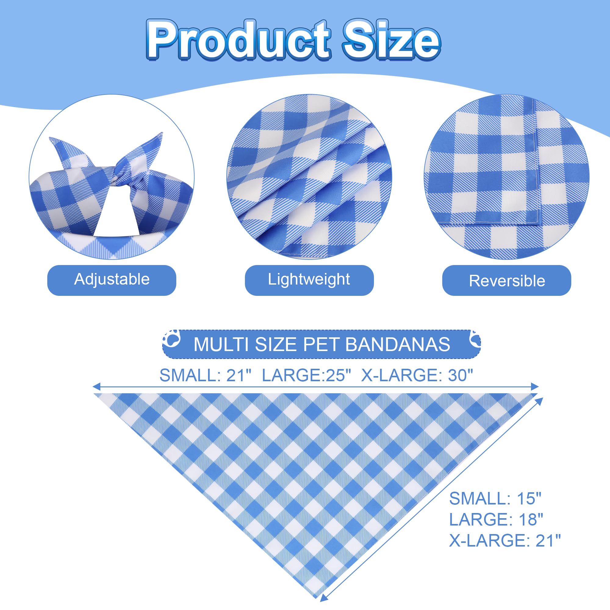 Ququle Dog Bandana Boy Small 2Pcs, Blue Summer Spring Scarf, Durable Triangle Reversible Bibs Handkerchief For Puppy Pet