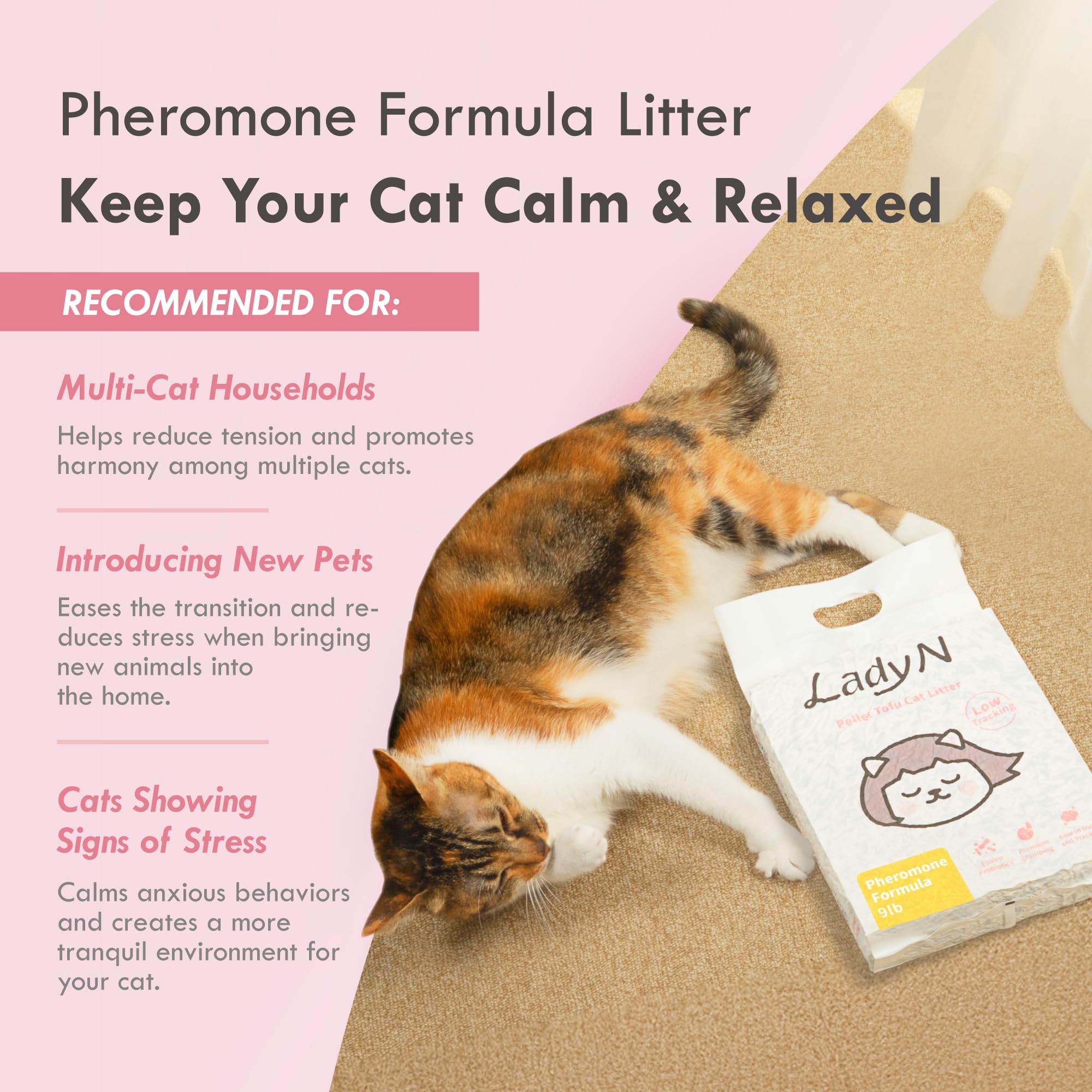 Lady N Cat Attract Tofu Litter | 9lb Natural Plant-Based Pellet | Ideal for Kittens & Multi-Cat Homes