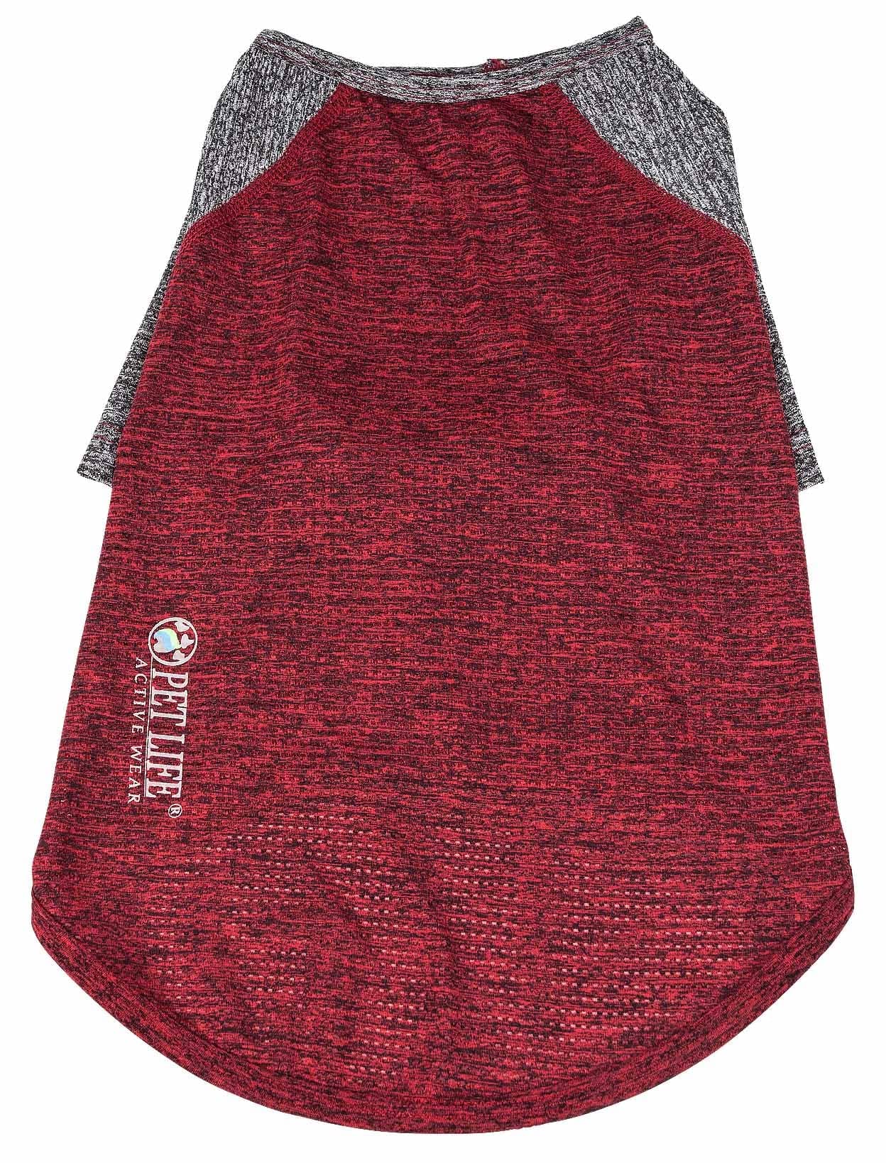 Pet Life Active Hybreed 4-Way Stretch Two-Toned Performance Dog T-Shirt, Medium, Maroon