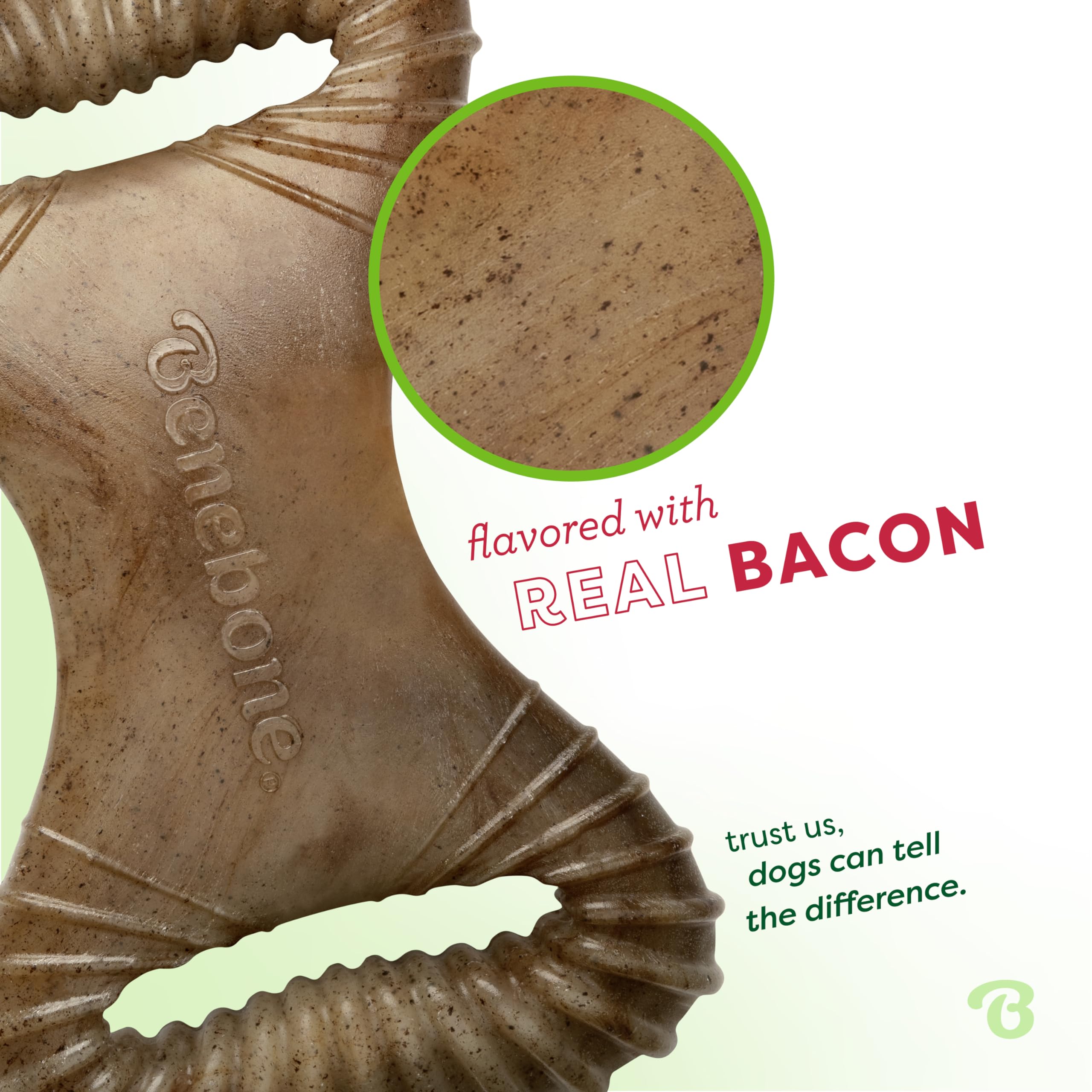 Benebone Dental Durable Dog Chew Toy For Aggressive Chewers, Real Bacon, Made In Usa, Medium