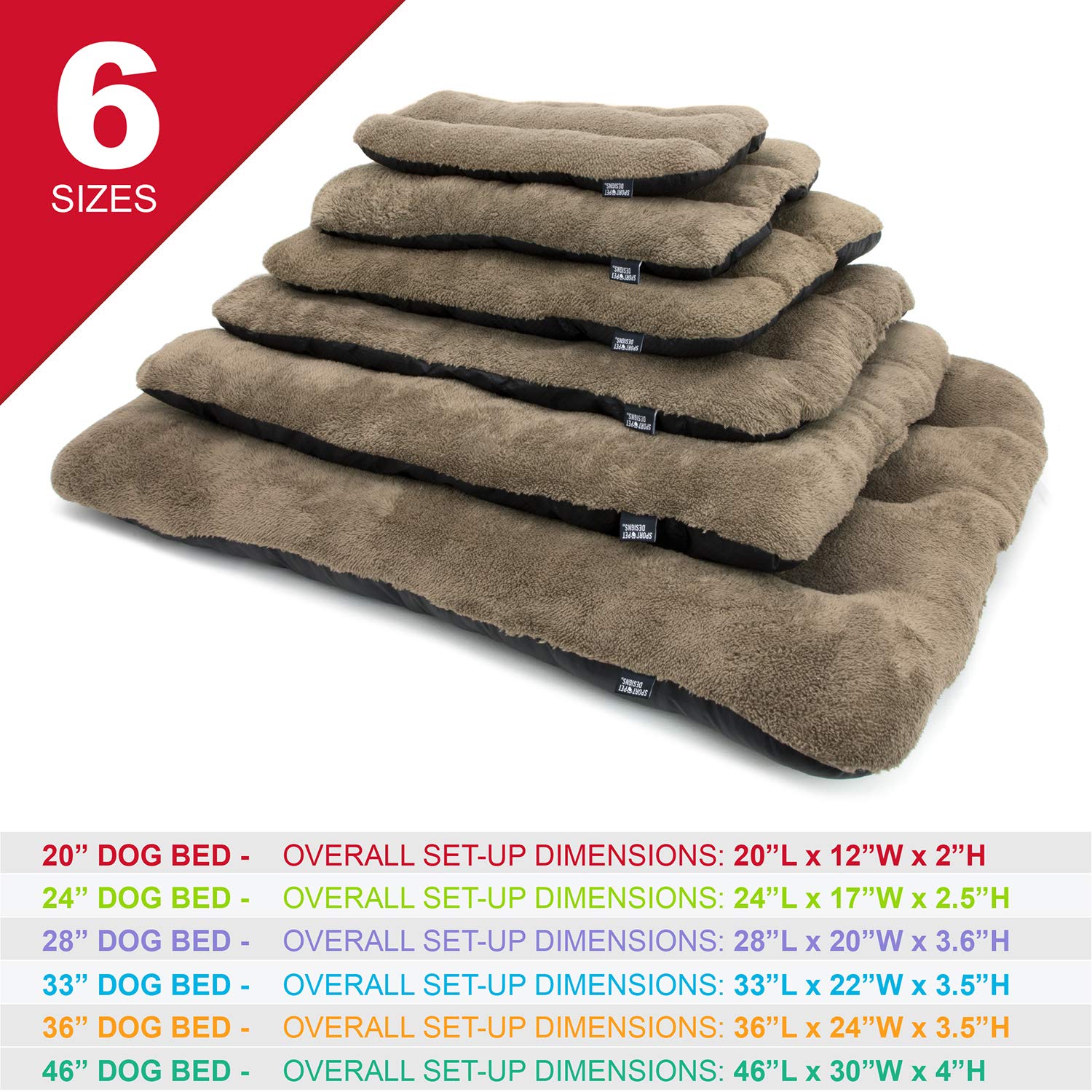 Sportpet Designs Waterproof Pet Bed With Non Skid Bottom Fits Plastic Dog Kennel, 33 Inch (Cm-0353-Cs01), Light Brown