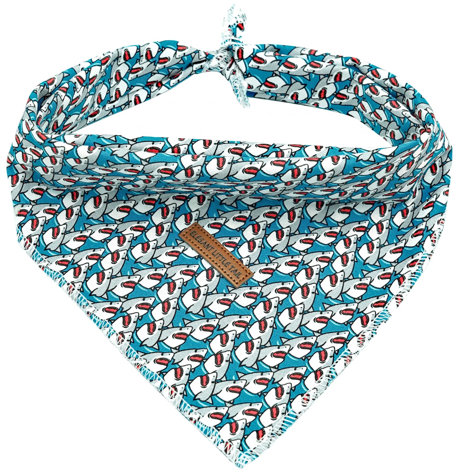 Elegant Little Tail Dog Bandanas - 1 Pack Shark Print Washable Summer Dog Scarf Square Bandana Kerchief Scarf For Small To Large