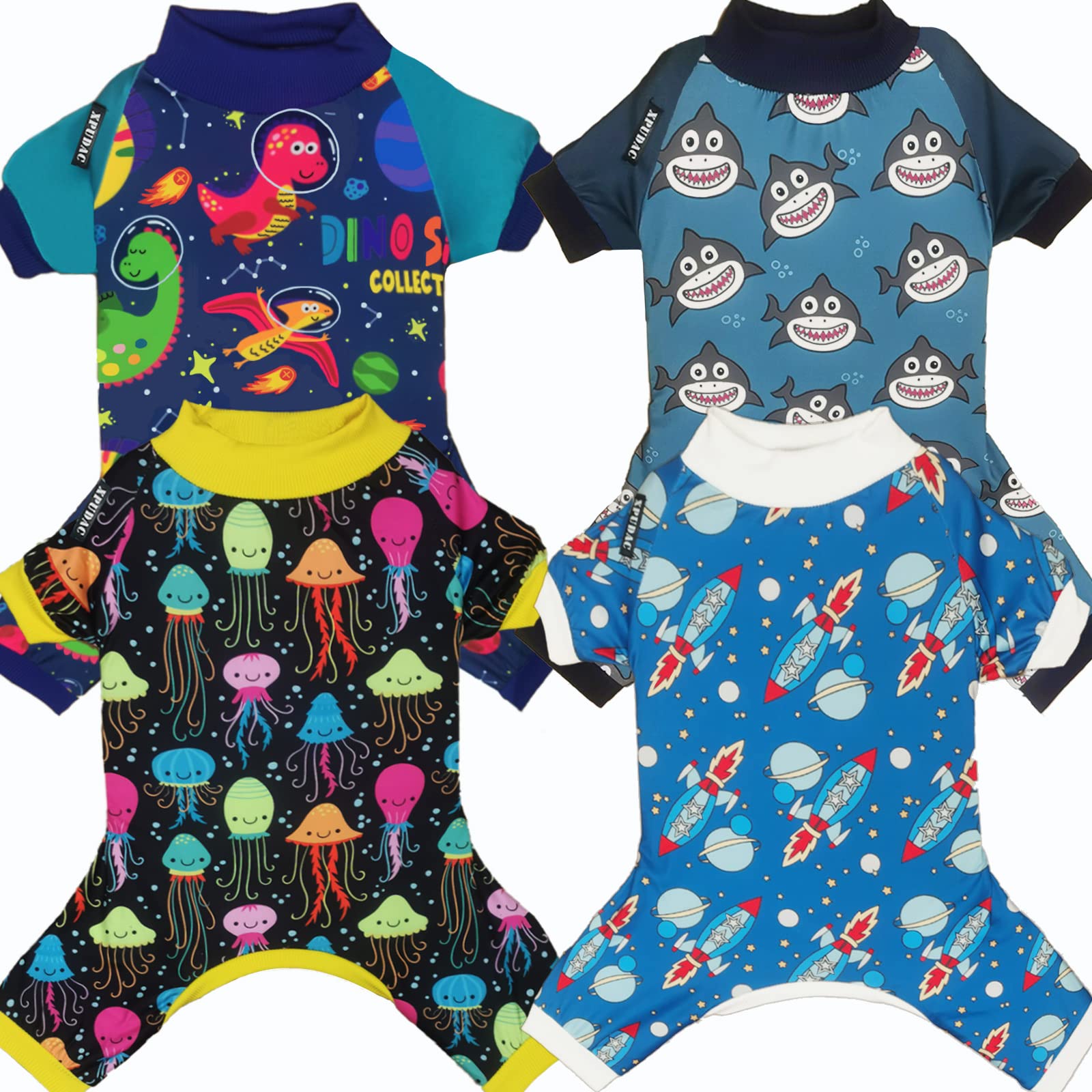 Xpudac Dog Pajamas Clothes For Small Dogs Boy Girl, Dog Pjs Puppy Onesies Outfits Pet Clothes For Dog Cat Christmas Pajamas, 4 Styles(Animal, Small)